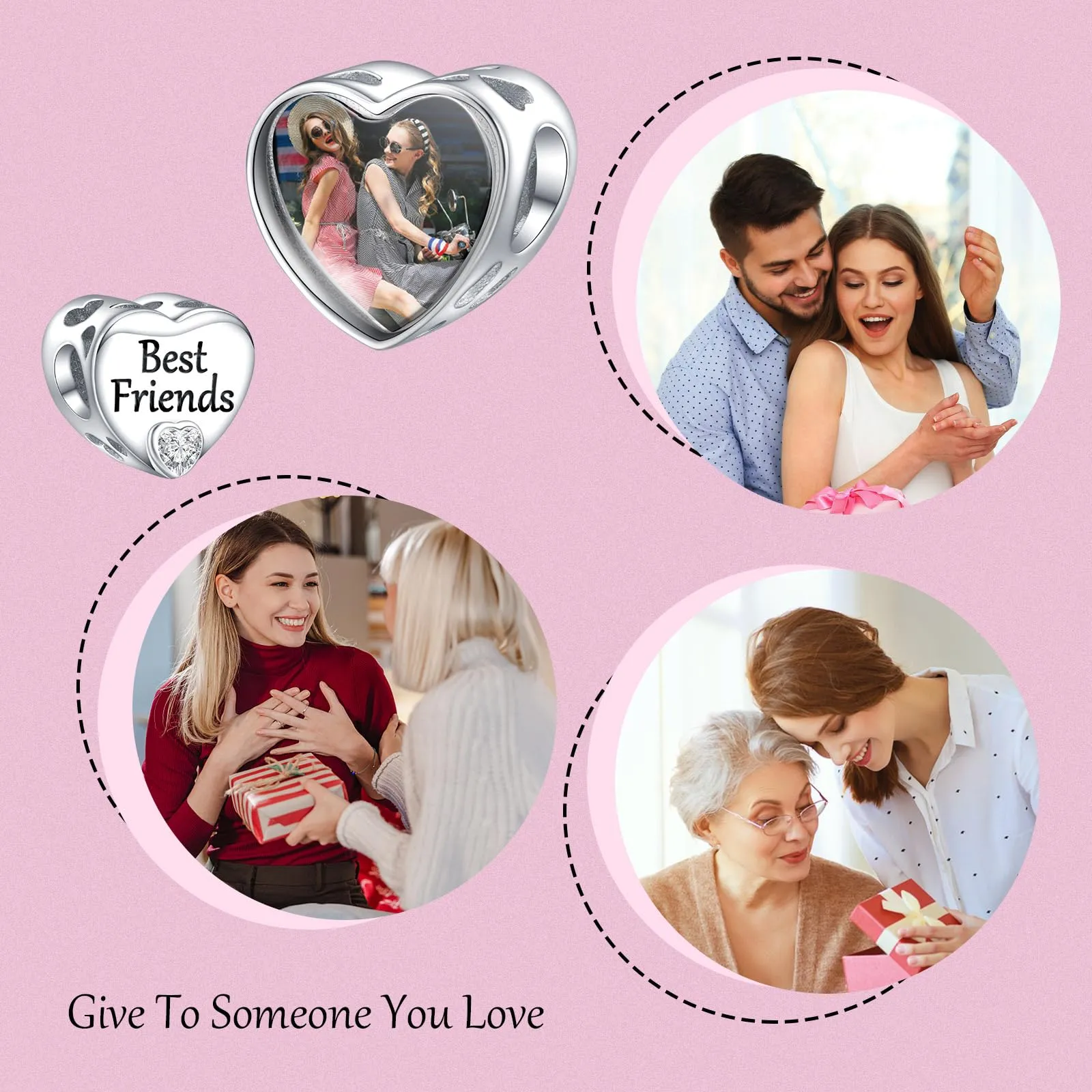 Annmors Ciondolo Cuore Personalizzato in Argento Sterling 925 per Braccialetto - immagine 6