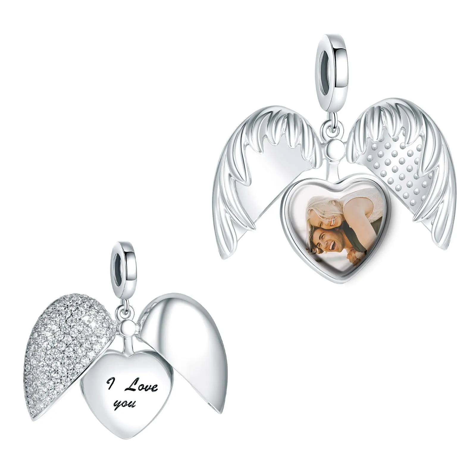 Annmors Ciondolo Cuore Apribile in Argento Sterling 925 per Braccialetto e Collana Donna - immagine 1