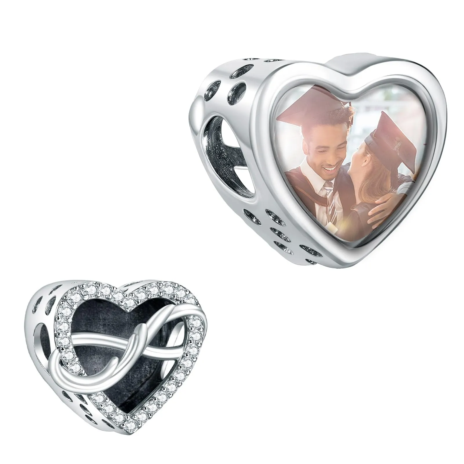 Annmors Amore Infinito Incanto Cuore Personalizzato in Argento 925 per Braccialetto e Collana - immagine 1