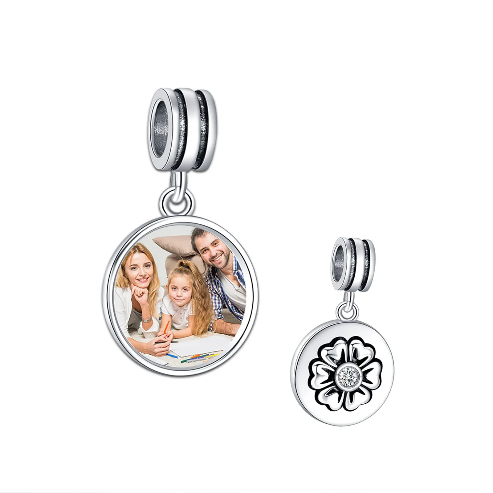 Annmors Ciondolo Personalizzato con Foto in Argento Sterling 925 per Braccialetto e Collana - immagine 1