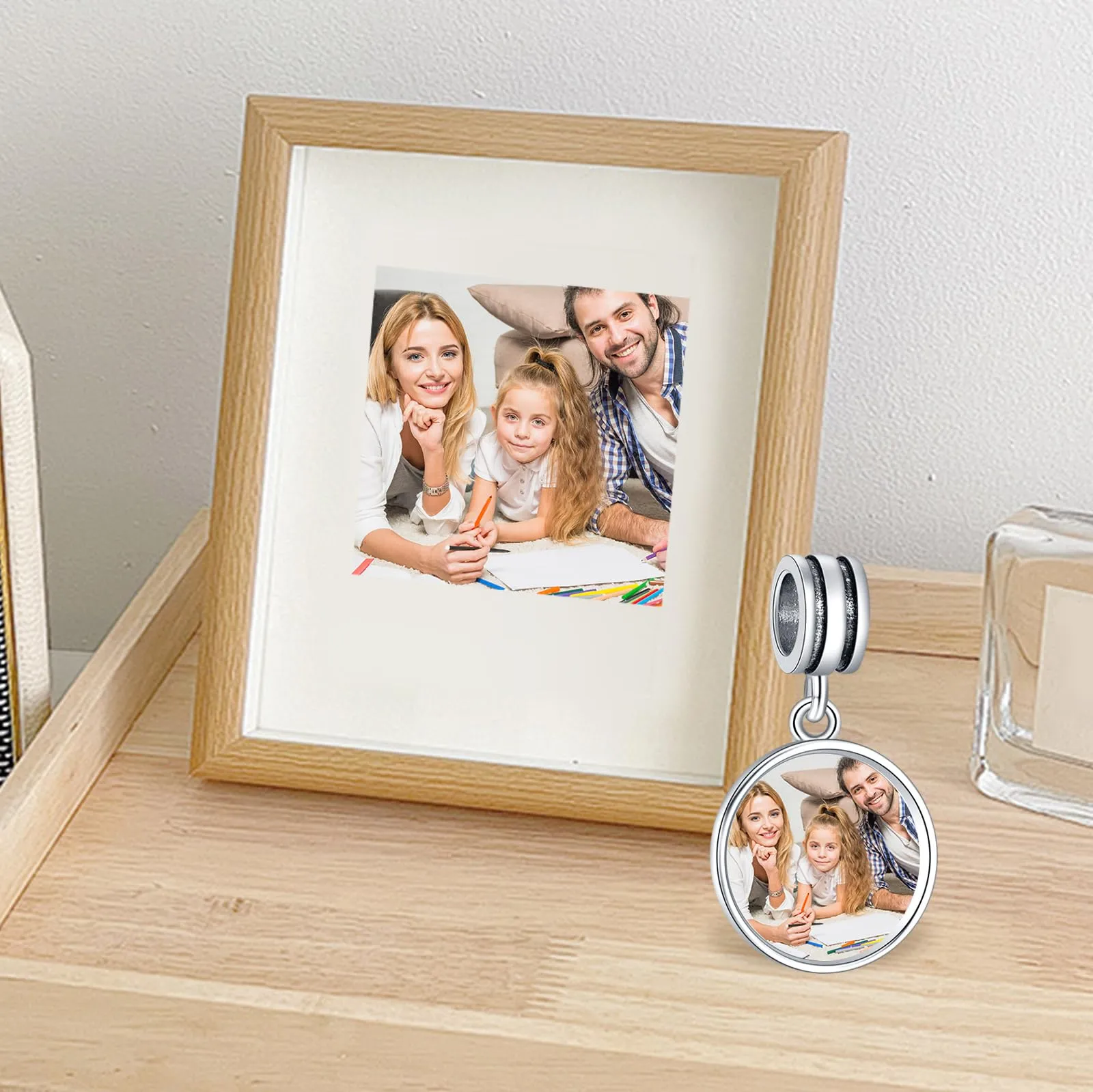 Annmors Ciondolo Personalizzato con Foto in Argento Sterling 925 per Braccialetto e Collana - immagine 2