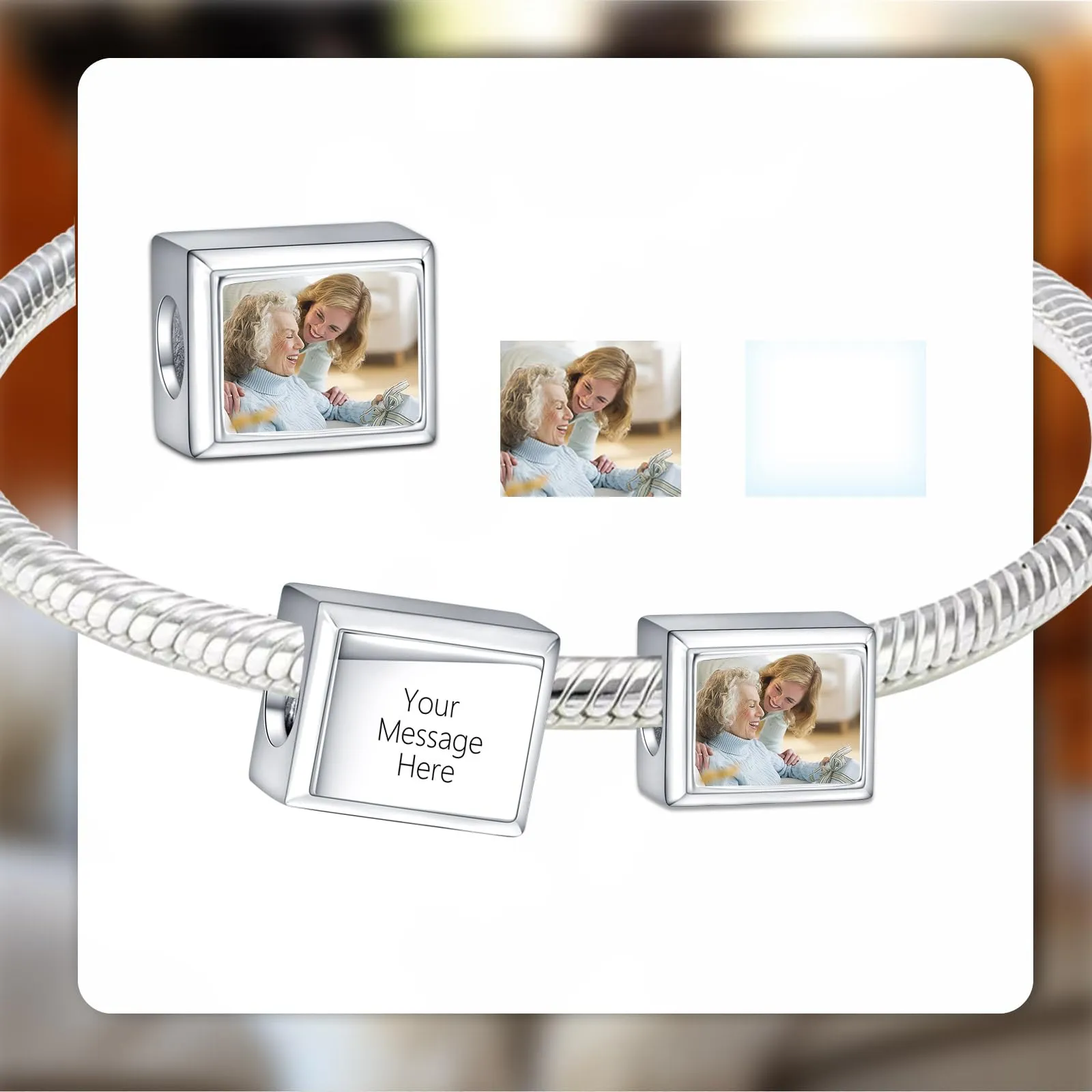 Annmors Ciondolo Foto Personalizzato in Argento Sterling 925 per Braccialetti da Donna - immagine 3