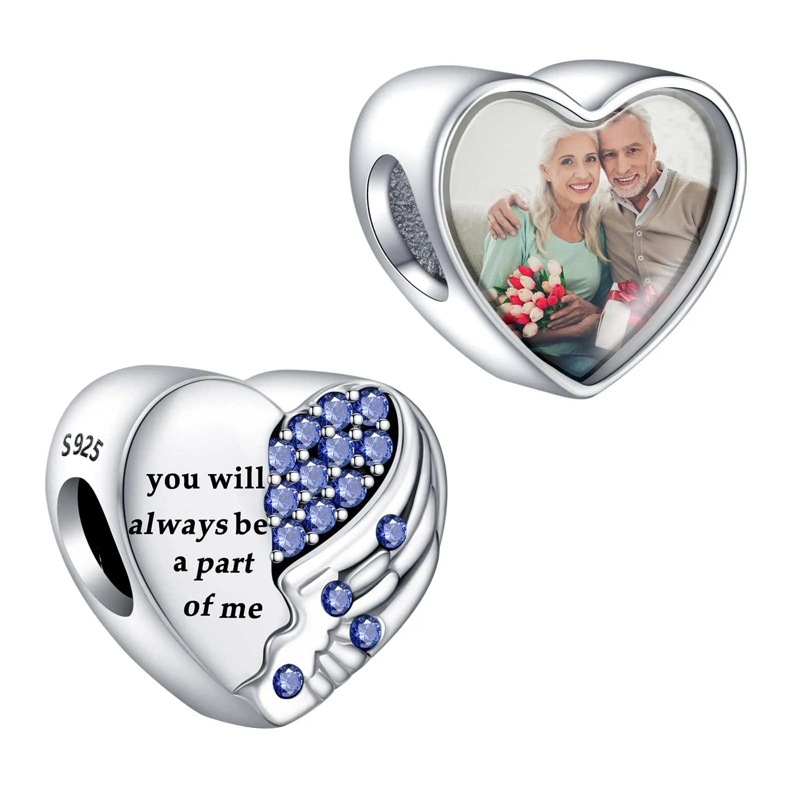 Annmors Personalizzato Foto Charms in Argento Sterling 925 per Bracciali e Collane - Viola - immagine 1