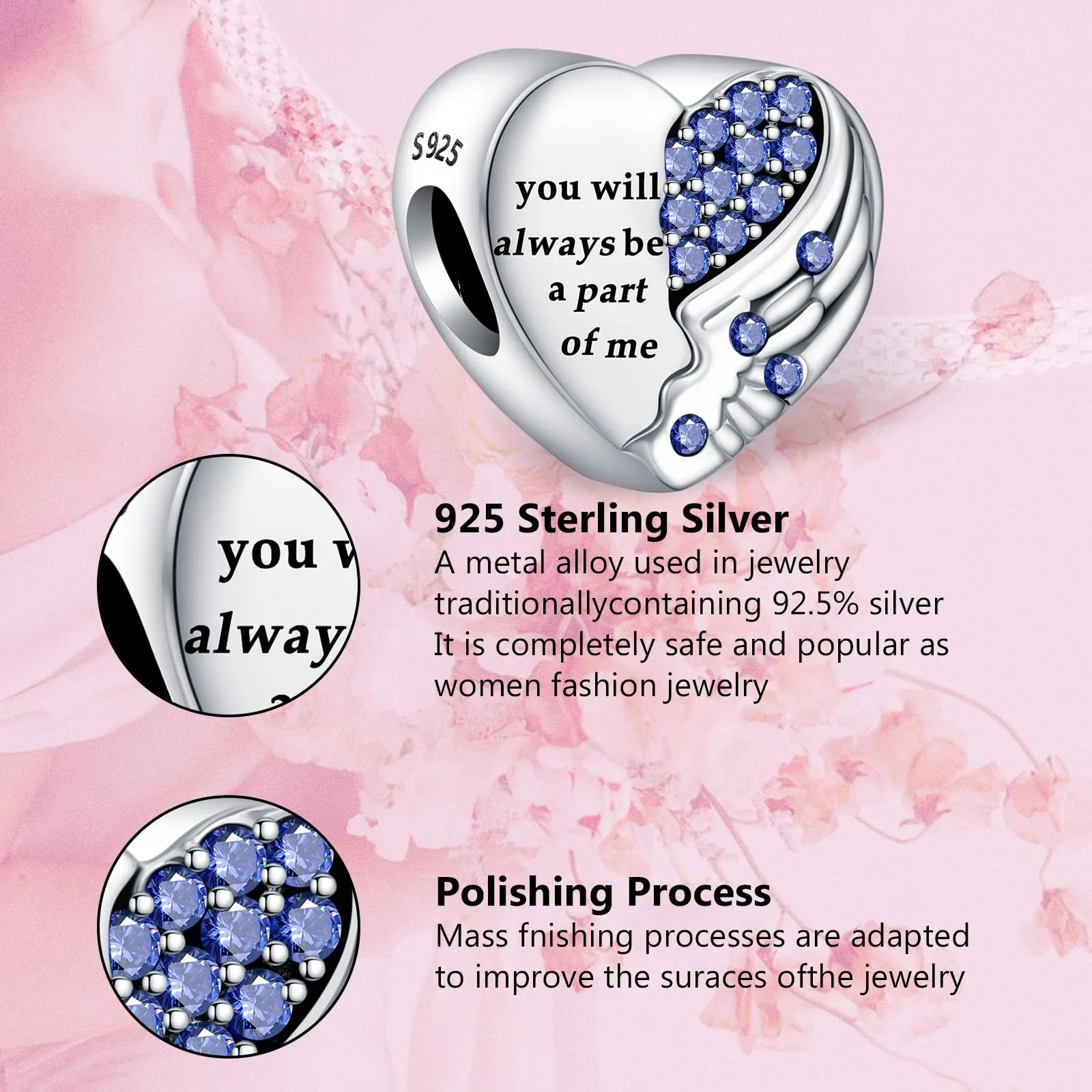 Annmors Personalizzato Foto Charms in Argento Sterling 925 per Bracciali e Collane - Viola - immagine 4