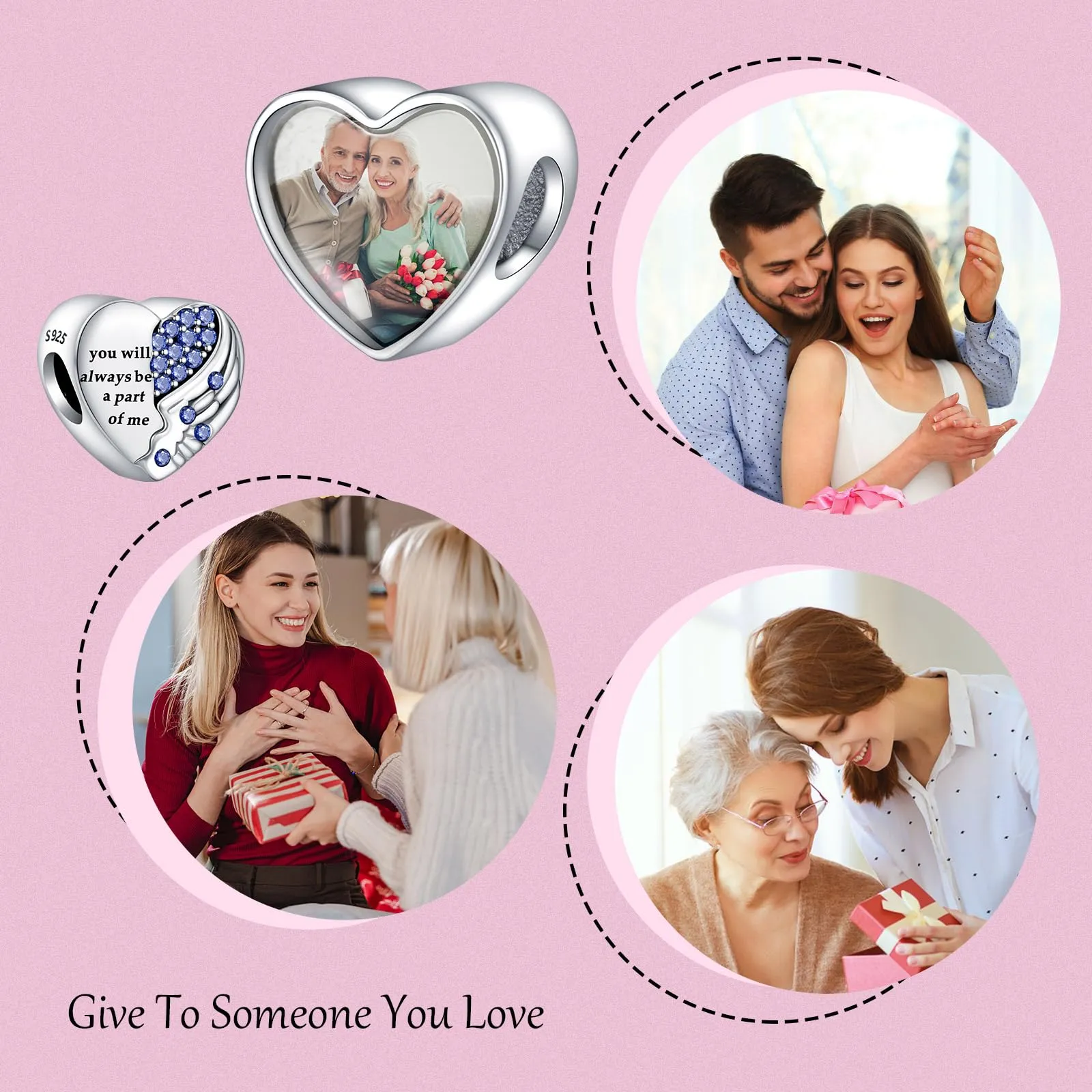 Annmors Personalizzato Foto Charms in Argento Sterling 925 per Bracciali e Collane - Viola - immagine 6