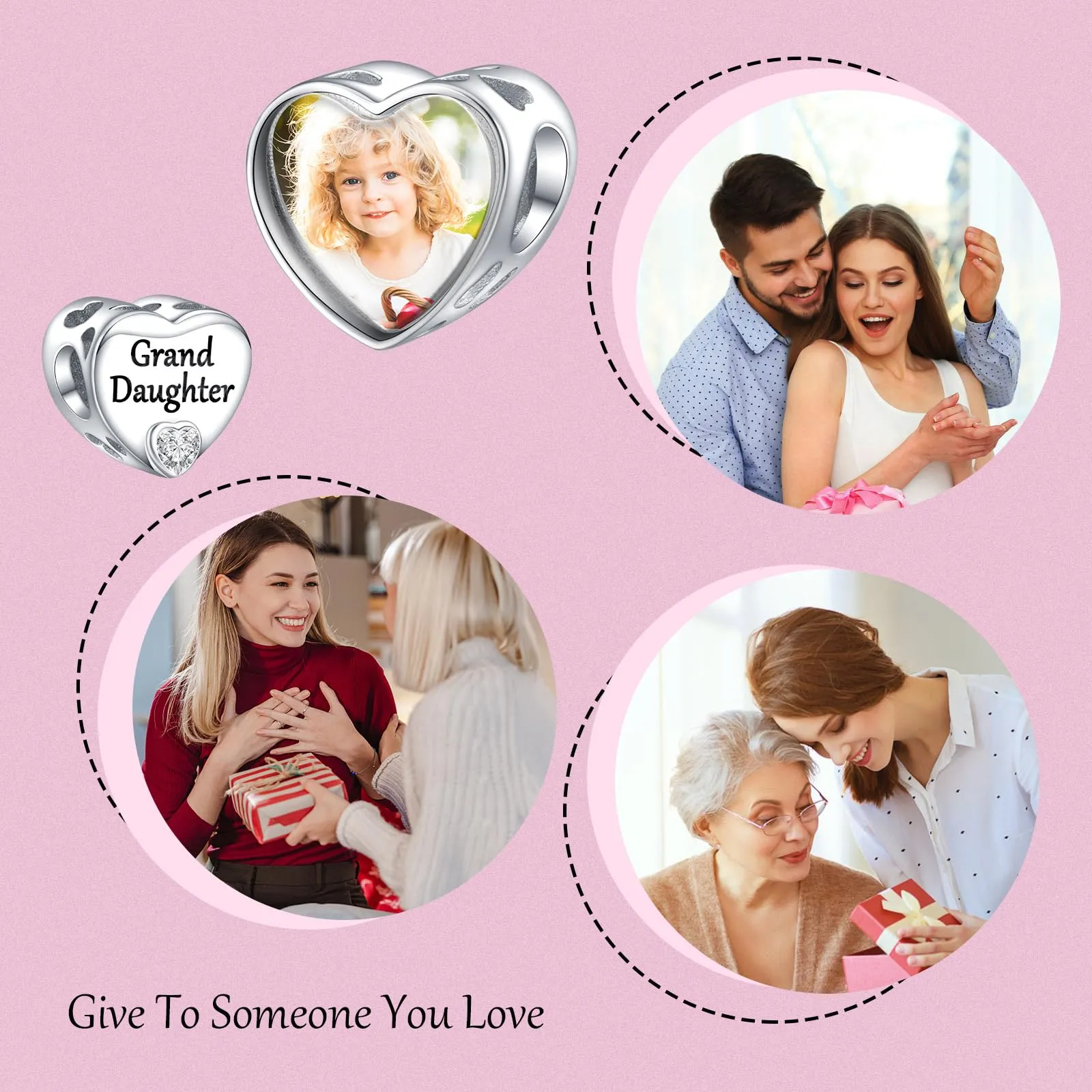 Annmors Ciondolo Cuore Personalizzato in Argento Sterling 925 per Braccialetti e Collane - immagine 6
