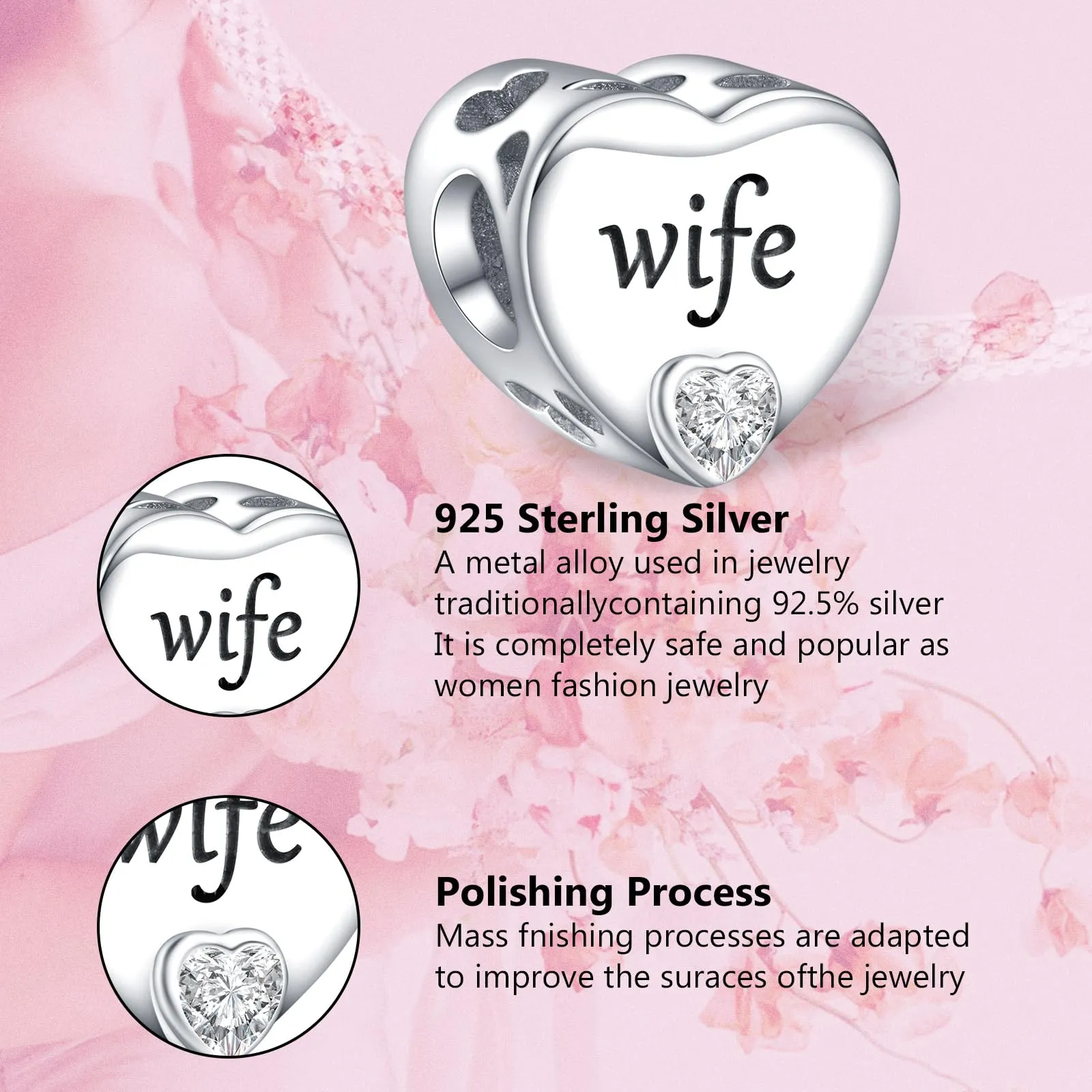 Annmors Cuore Personalizzato Charm in Argento 925 per Braccialetto e Collana - immagine 4