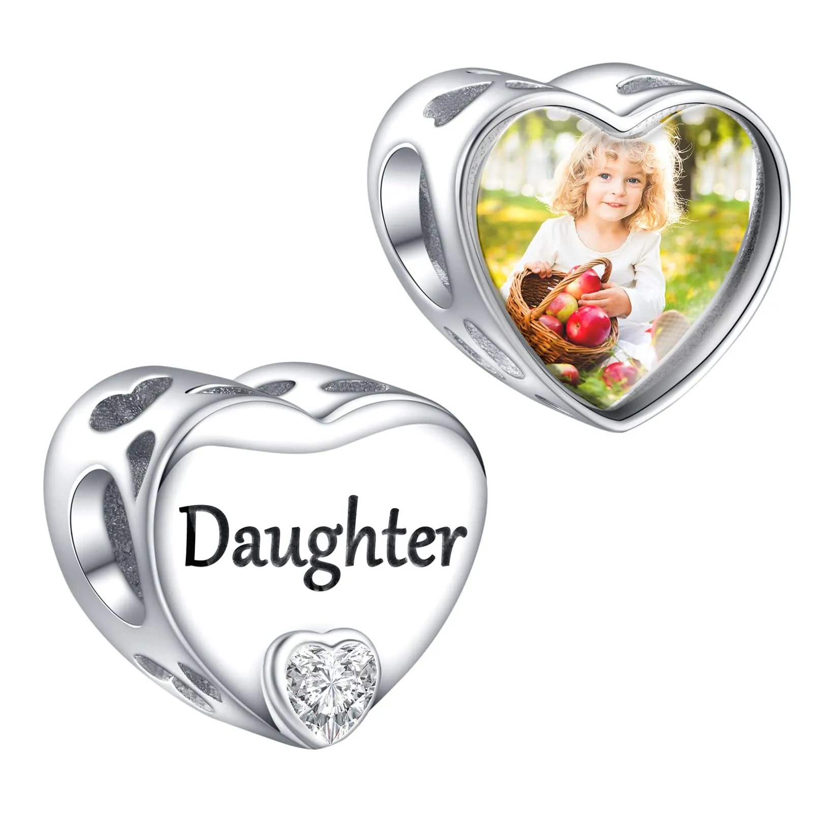 Annmors Ciondolo Cuore Personalizzato in Argento 925 per Braccialetto e Collana - immagine 1