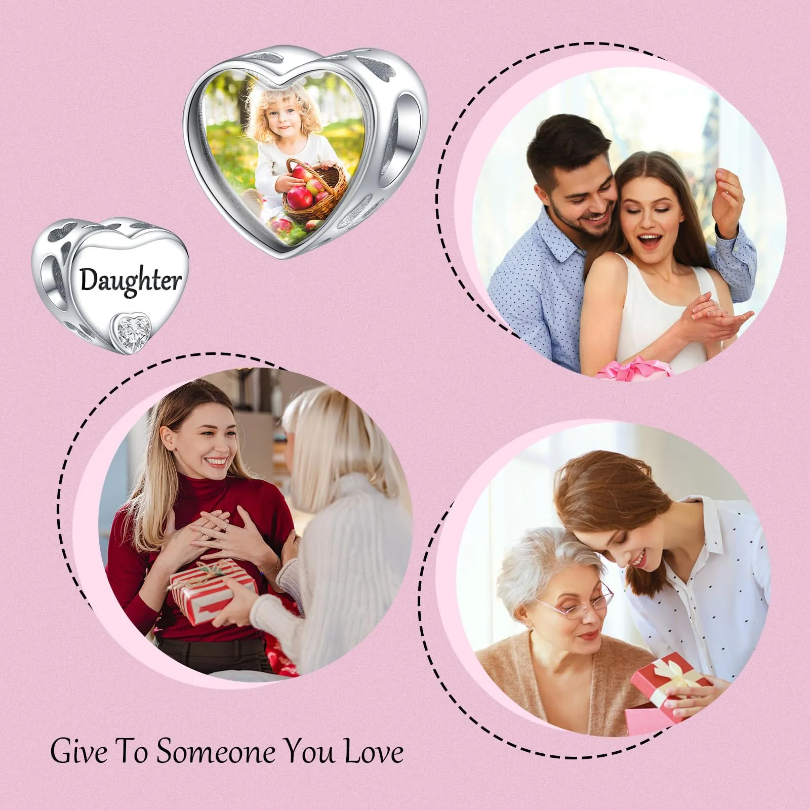 Annmors Ciondolo Cuore Personalizzato in Argento 925 per Braccialetto e Collana - immagine 6