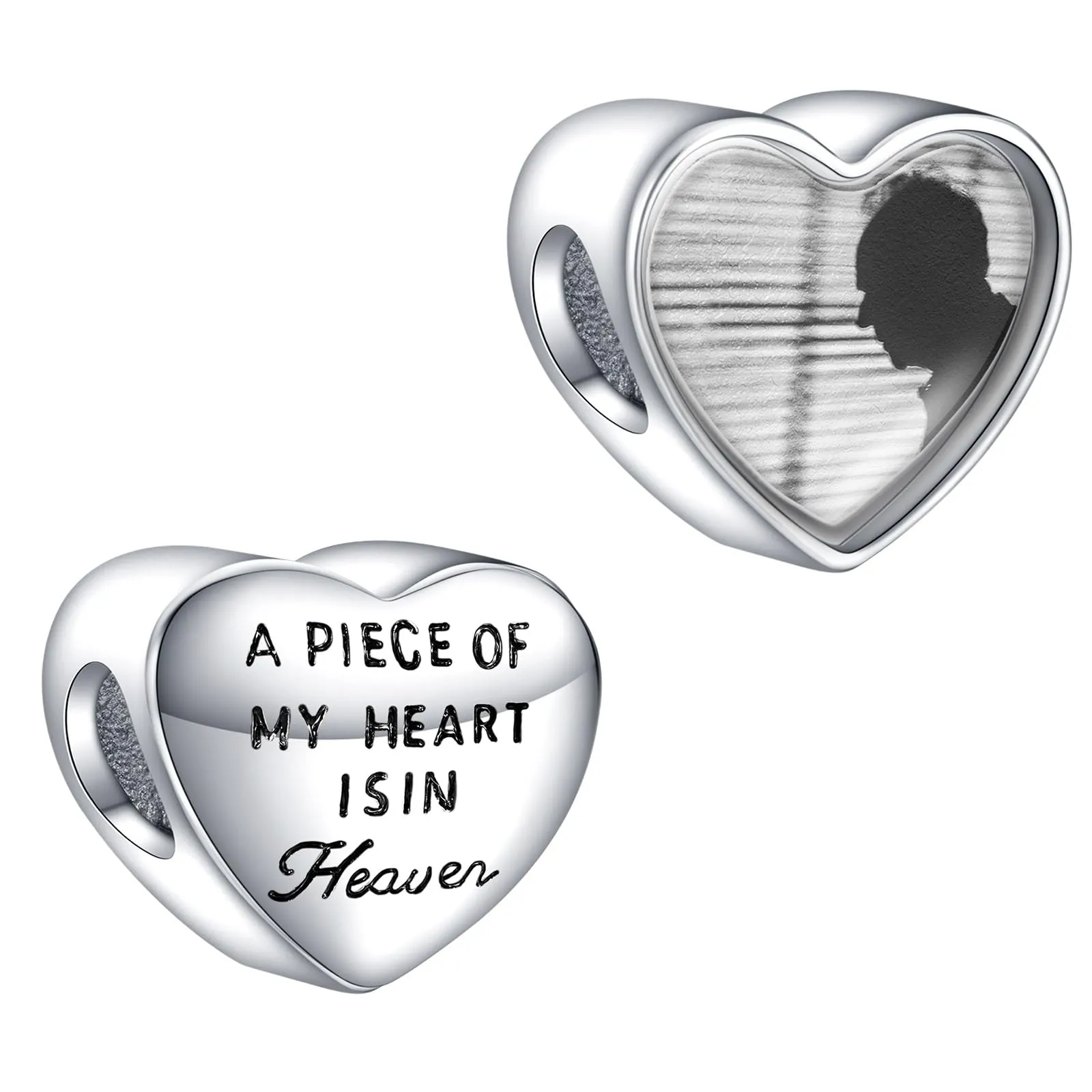 Annmors Ciondolo Cuore Un Pezzo Del Mio Cuore è In Cielo in Argento 925 per Braccialetto e Collana Donna - immagine 1
