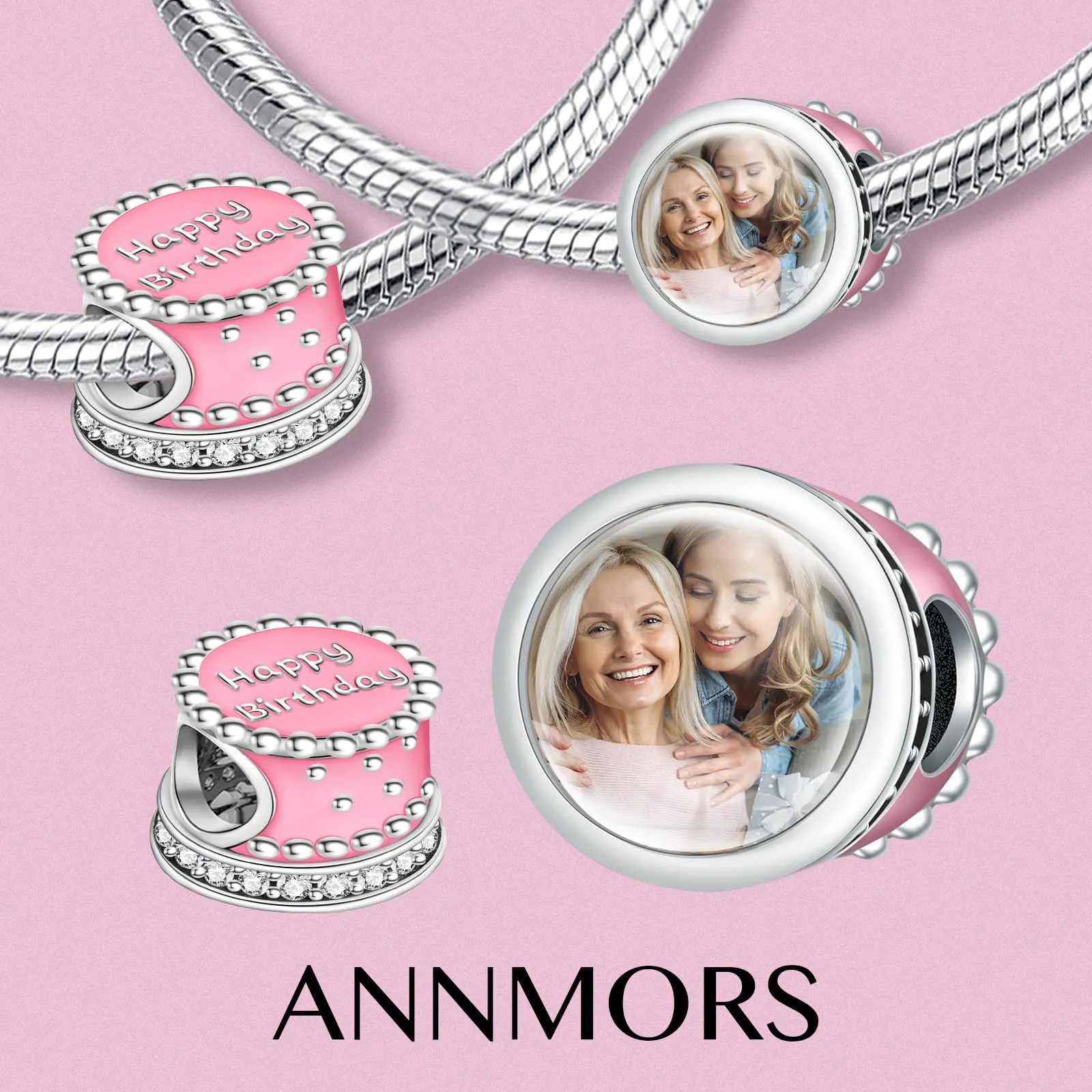 Annmors Immagine Personalizzata Charm in Argento Sterling 925 per Bracciale e Collana - immagine 2