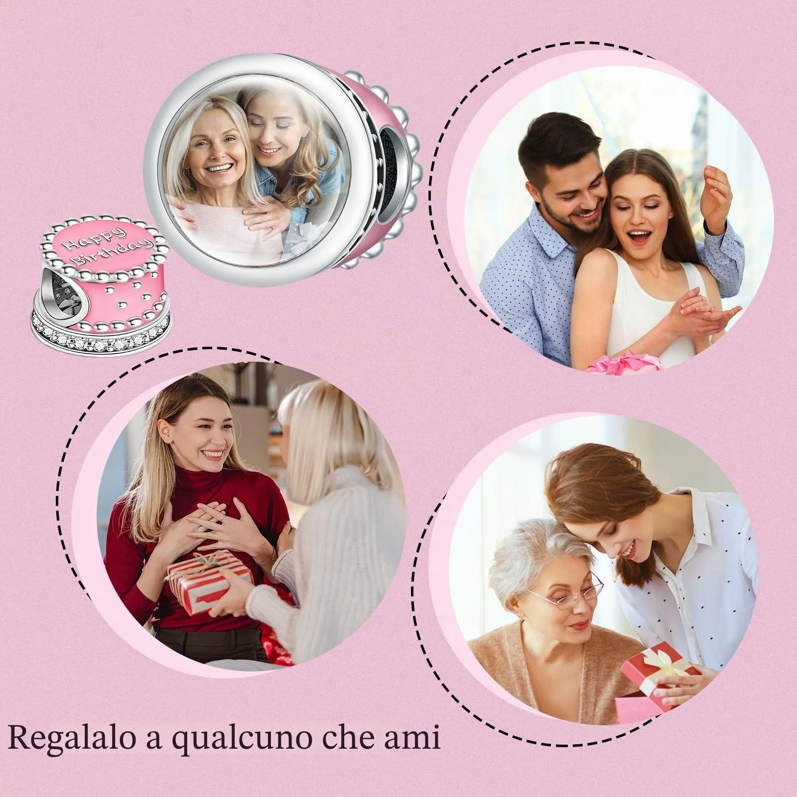Annmors Immagine Personalizzata Charm in Argento Sterling 925 per Bracciale e Collana - immagine 6