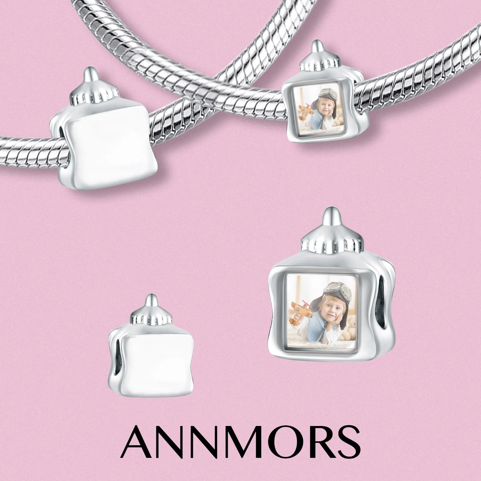 Annmors Ciondolo Bottiglia Cuore in Argento Sterling 925 per Bracciale e Collana - immagine 2