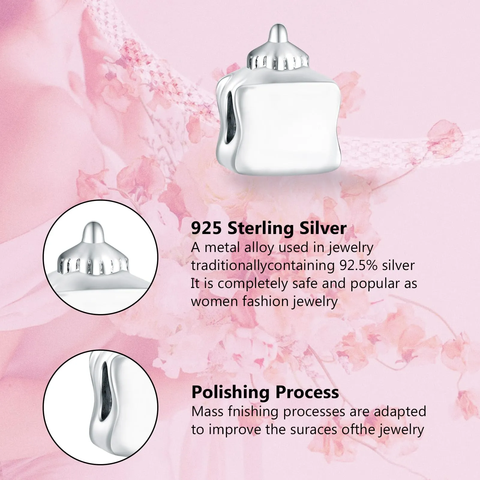 Annmors Ciondolo Bottiglia Cuore in Argento Sterling 925 per Bracciale e Collana - immagine 4