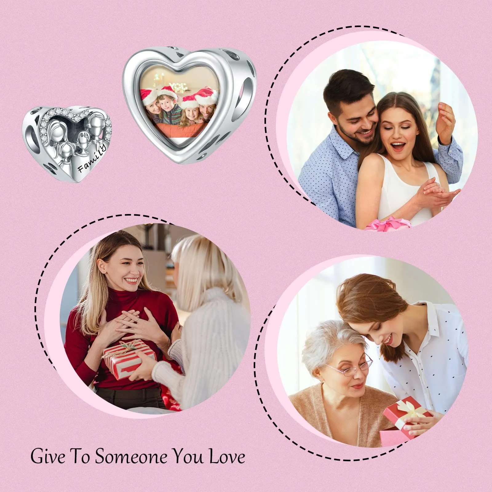 Annmors Family Love 925 Sterling Silver Personalized Photo Charm Bead for Women's Bracelet and Necklace - immagine 6