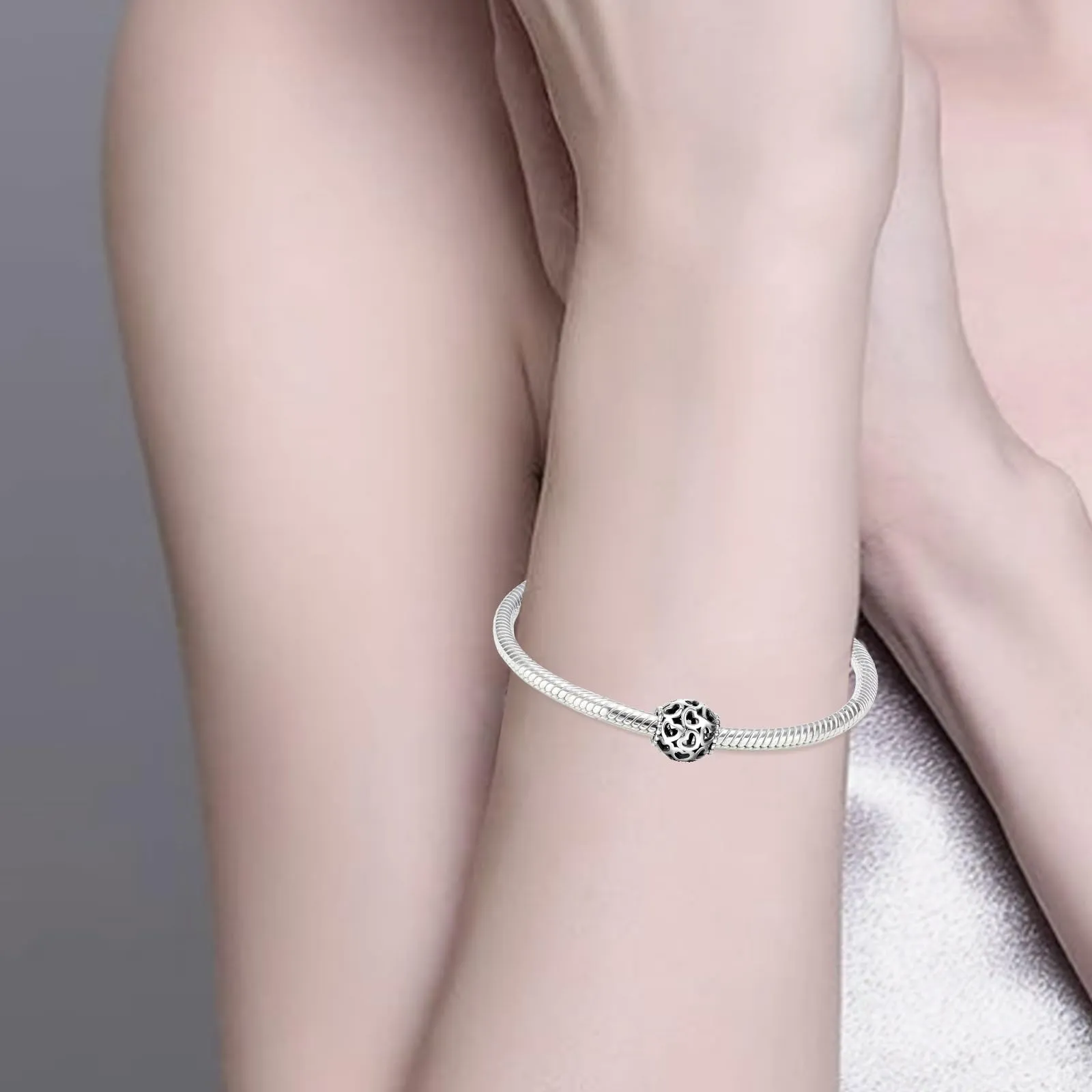 NUNUYAYA Openwork Heart Cubic Zirconia Charm Pendant in 925 Sterling Silver - immagine 2