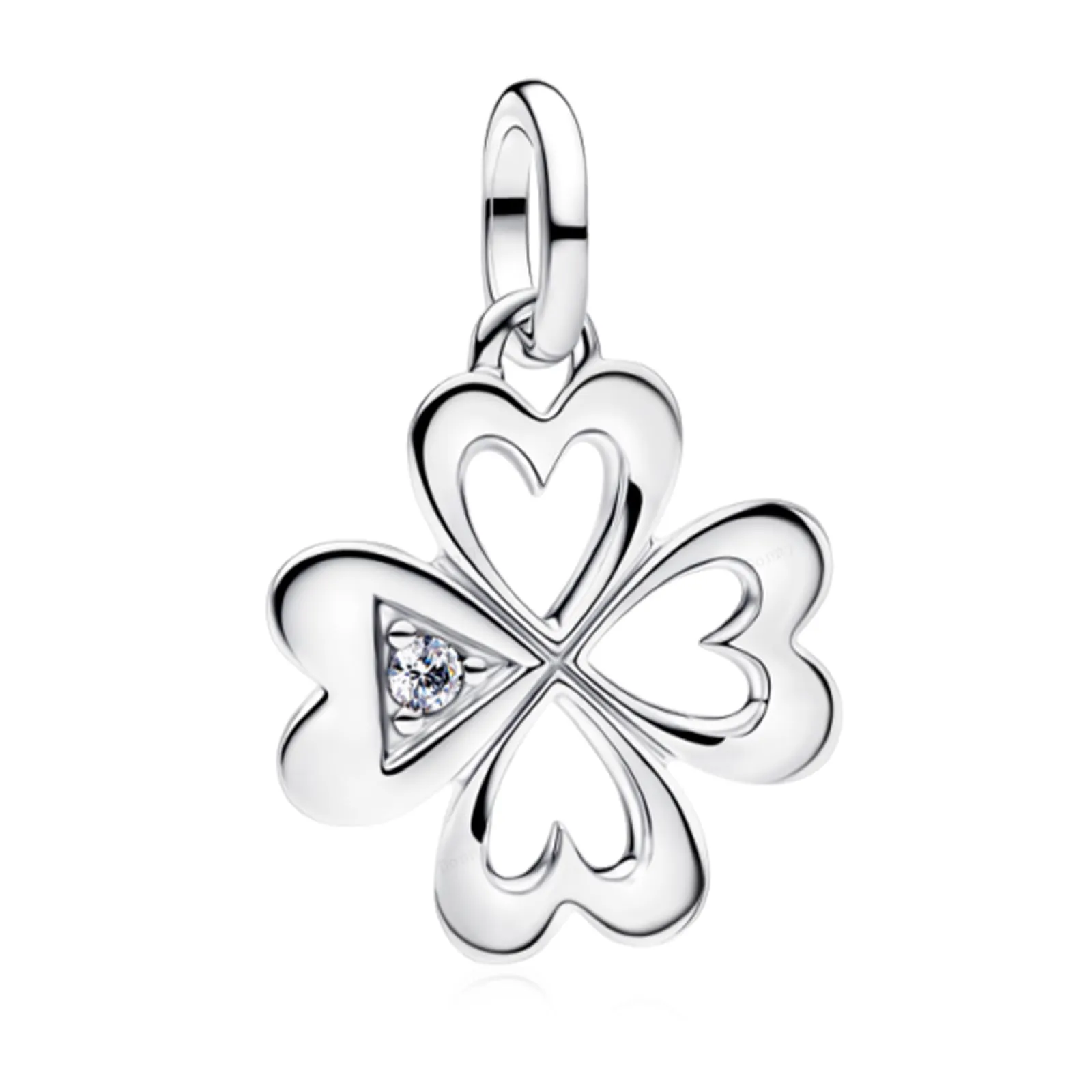 NUNUYAYA Argento Sterling 925 Four-Leaf Clover Cubic Zirconia Charm Bead Pendant - immagine 1