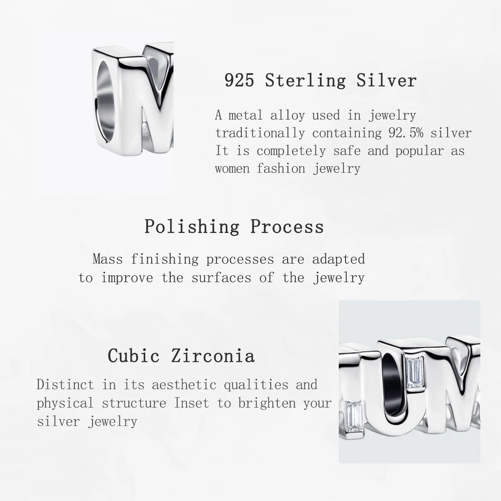 NUNUYAYA Mom Cubic Zirconia Charm Pendant in 925 Sterling Silver for European Bracelets and Necklaces - immagine 4