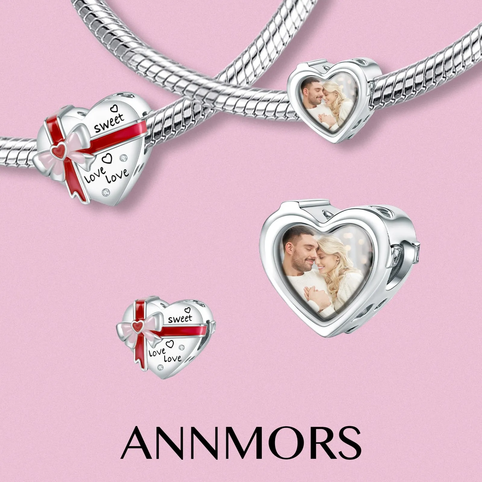 Annmors Ciondolo Personalizzato con Foto in Argento Sterling 925 per Braccialetto e Collana - immagine 2