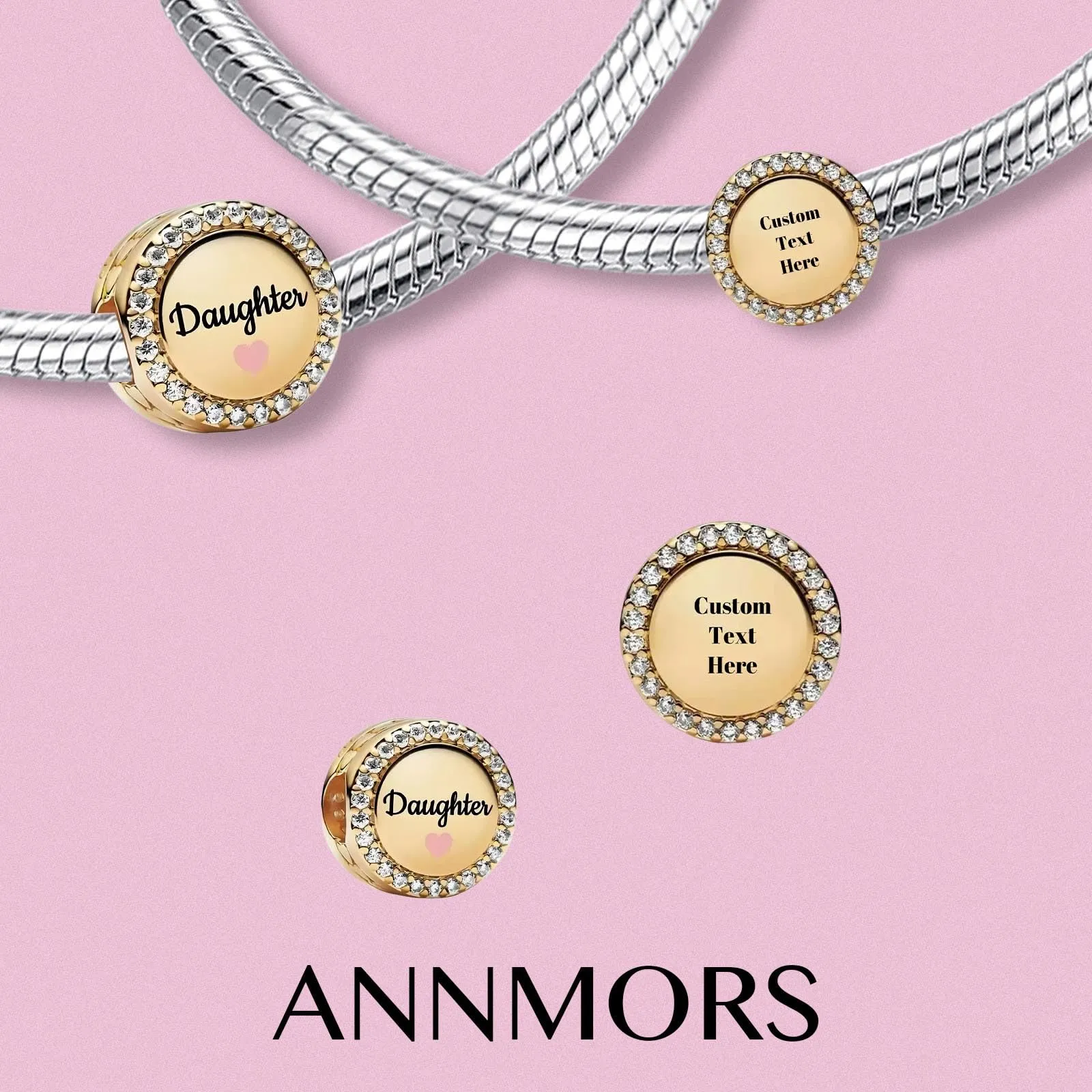 Annmors Ciondolo Rotondo Personalizzato in Argento 925 per Figlia - immagine 2