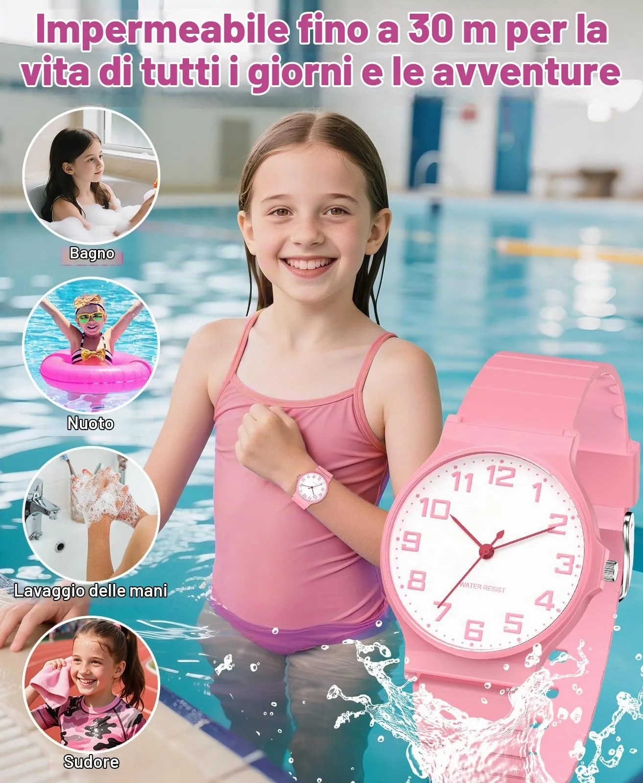 SOCICO Orologio Analogico Sportivo Impermeabile 30m per Bambini 5-15 Anni, SOC-1010L - immagine 2