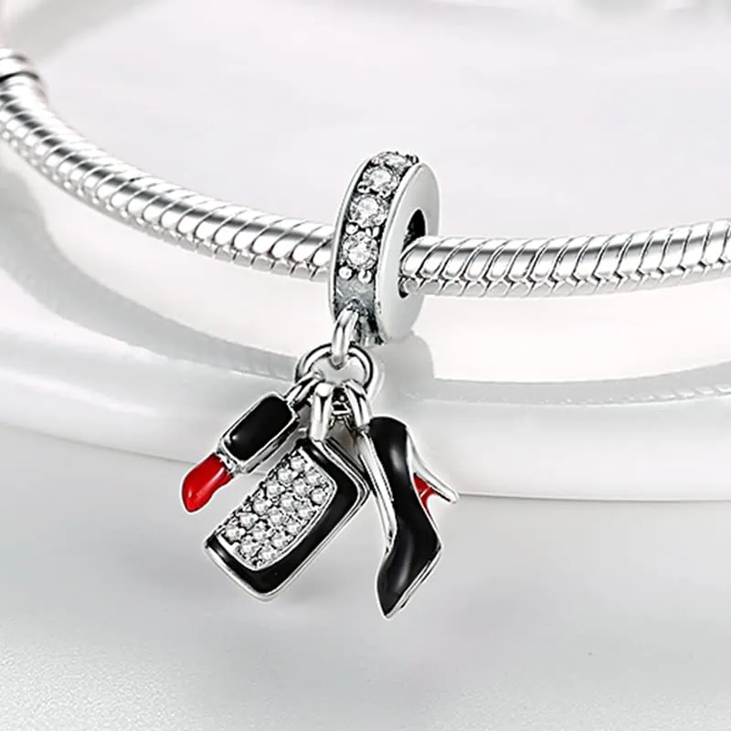 KUNSIR Bead Charm Ciondolo in Argento Sterling 925 con Cubic Zirconia per Braccialetti e Collane Europei - immagine 2