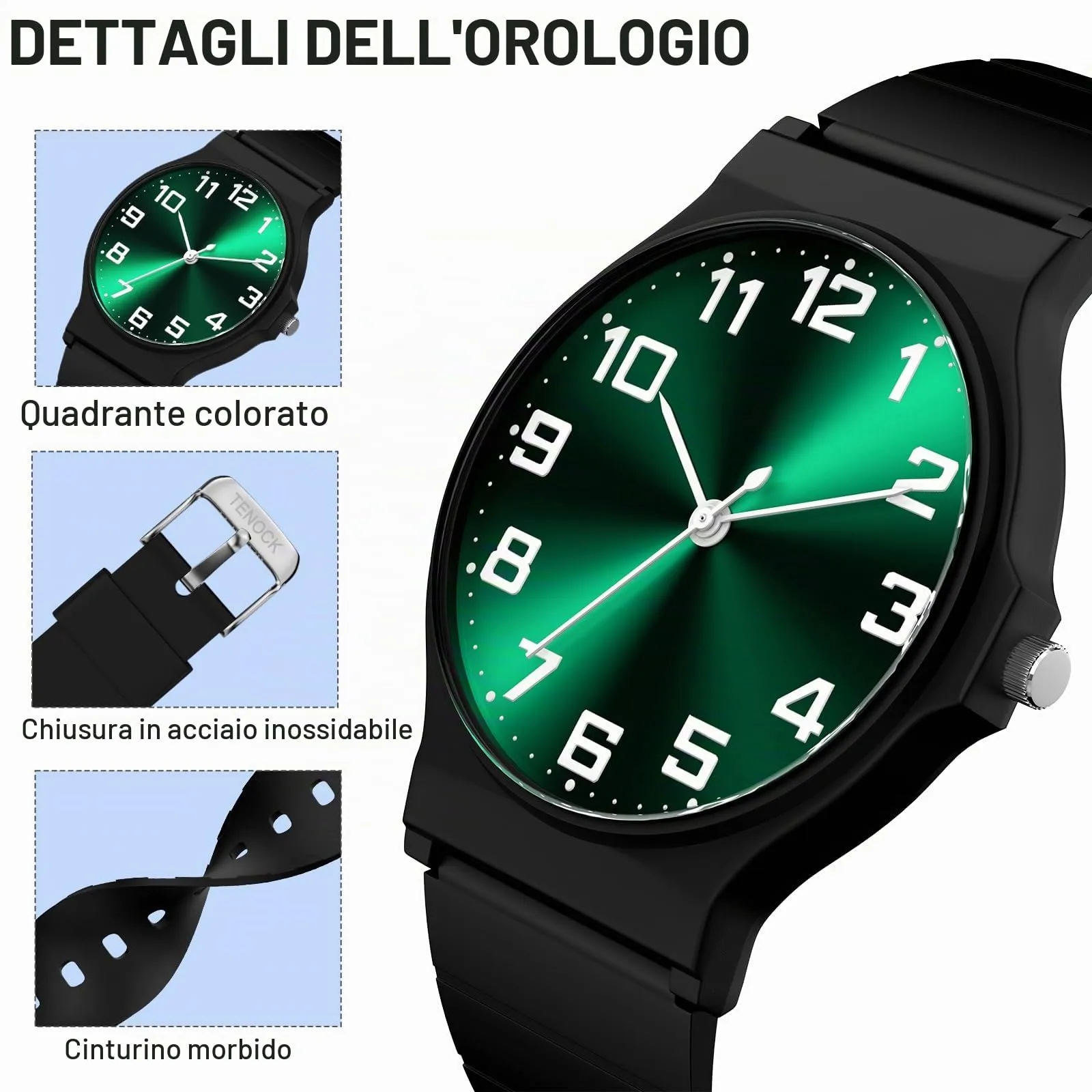 SOCICO Orologio Analogico Sportivo Impermeabile 30m per Bambini 5-15 Anni, Mimetizzazione, SOC-1010L - immagine 3