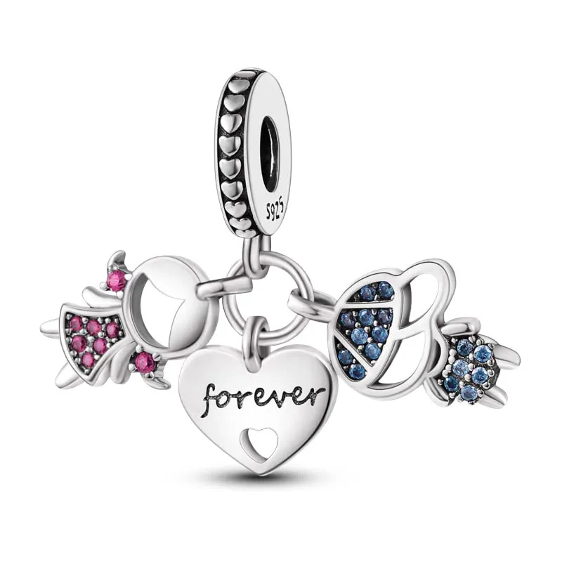 KUNSIR Bead Charm in Argento Sterling 925 con Cubic Zirconia per Braccialetti e Collane europee - immagine 1