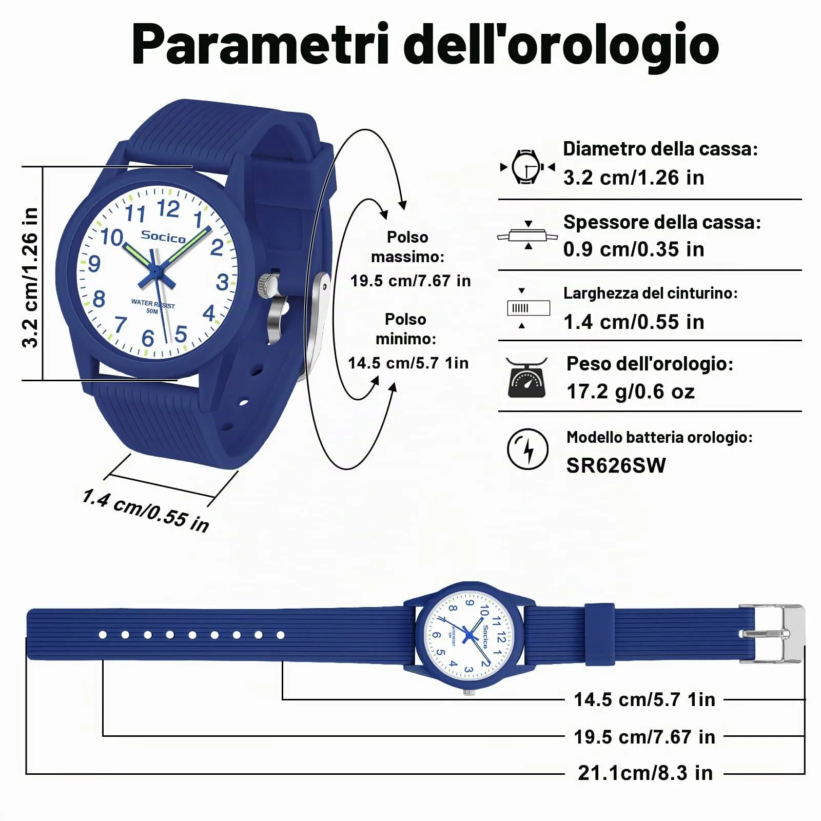 SOCICO Orologio Analogico per Bambini 4-12 Anni, 50m Impermeabile, Soc-6088 - immagine 7