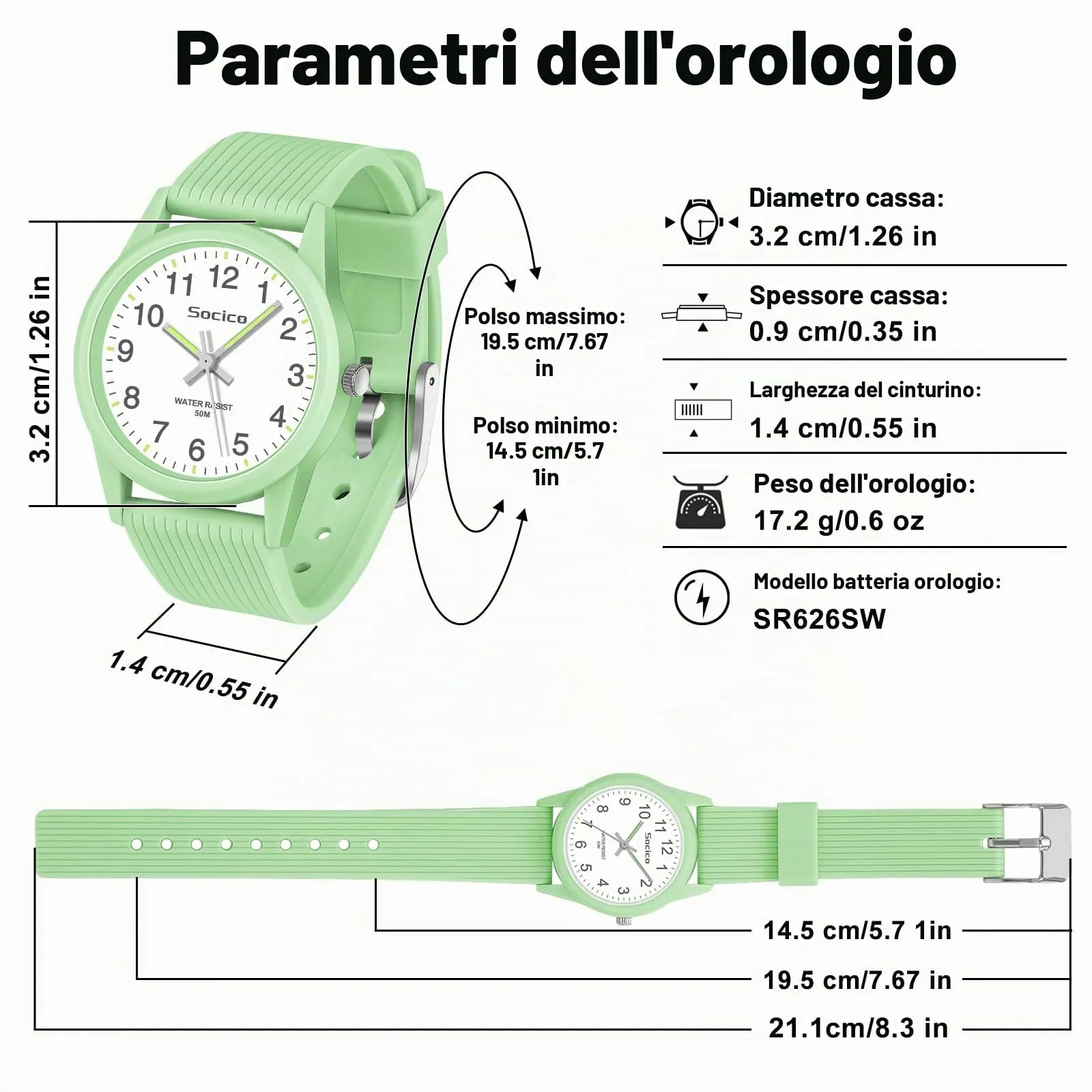 SOCICO Orologio Analogico per Bambini 4-12 Anni, 50m Impermeabile, Soc-6088 - immagine 7