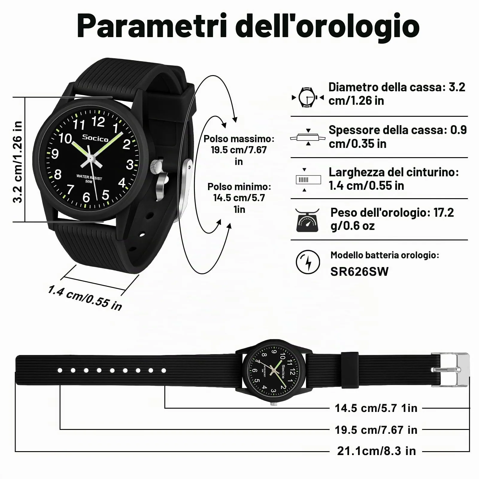 SOCICO Orologio Analogico per Bambini 4-12 Anni, 50m Impermeabile, Soc-6088 - immagine 7
