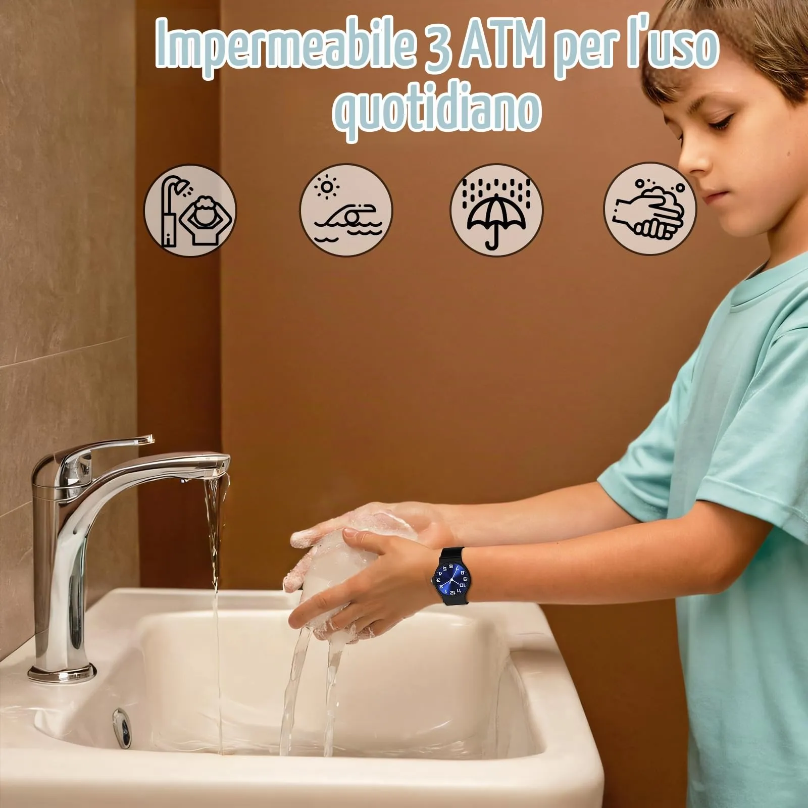 SOCICO Orologio Analogico Sportivo Impermeabile 30m per Bambini 5-15 Anni, SOC-1010L - immagine 2