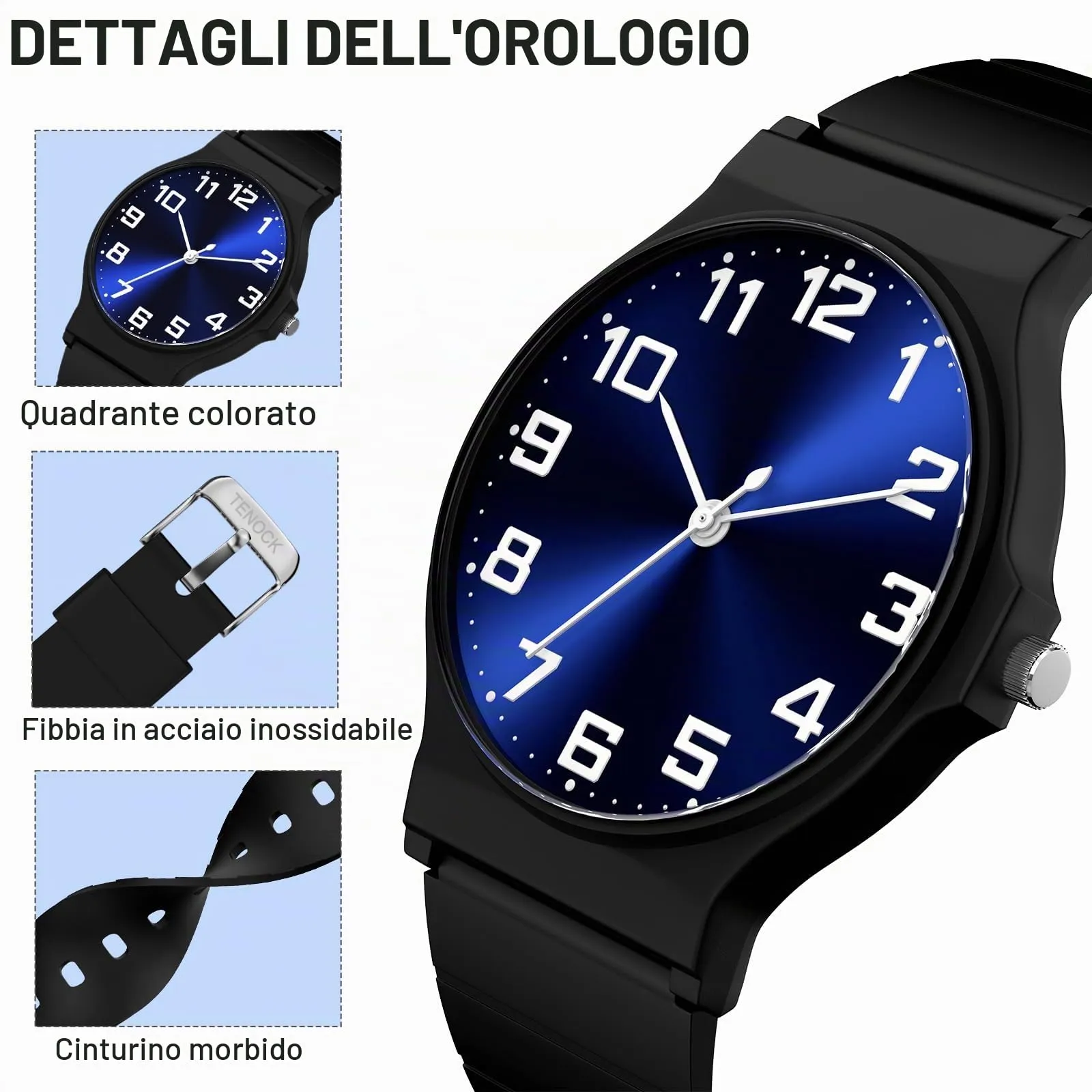 SOCICO Orologio Analogico Sportivo Impermeabile 30m per Bambini 5-15 Anni, SOC-1010L - immagine 3