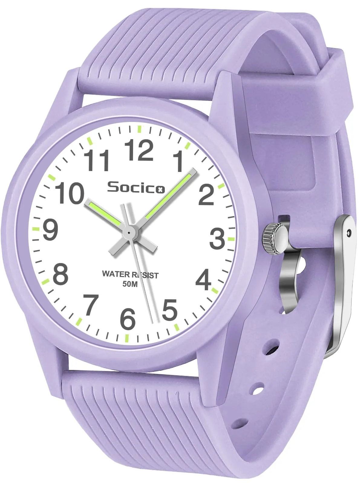 SOCICO Orologio Analogico per Bambini 4-12 Anni, Impermeabile 50m, Lilla - immagine 8