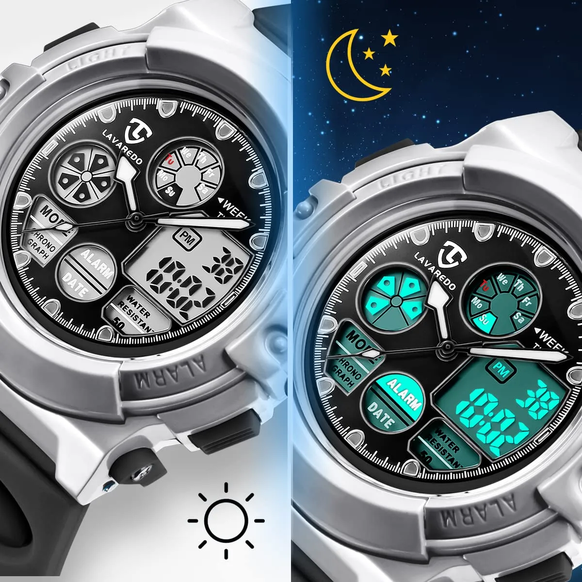 aswan watch Orologio Digitale Multifunzione Bambini Impermeabile Luce LED L6601 - immagine 5