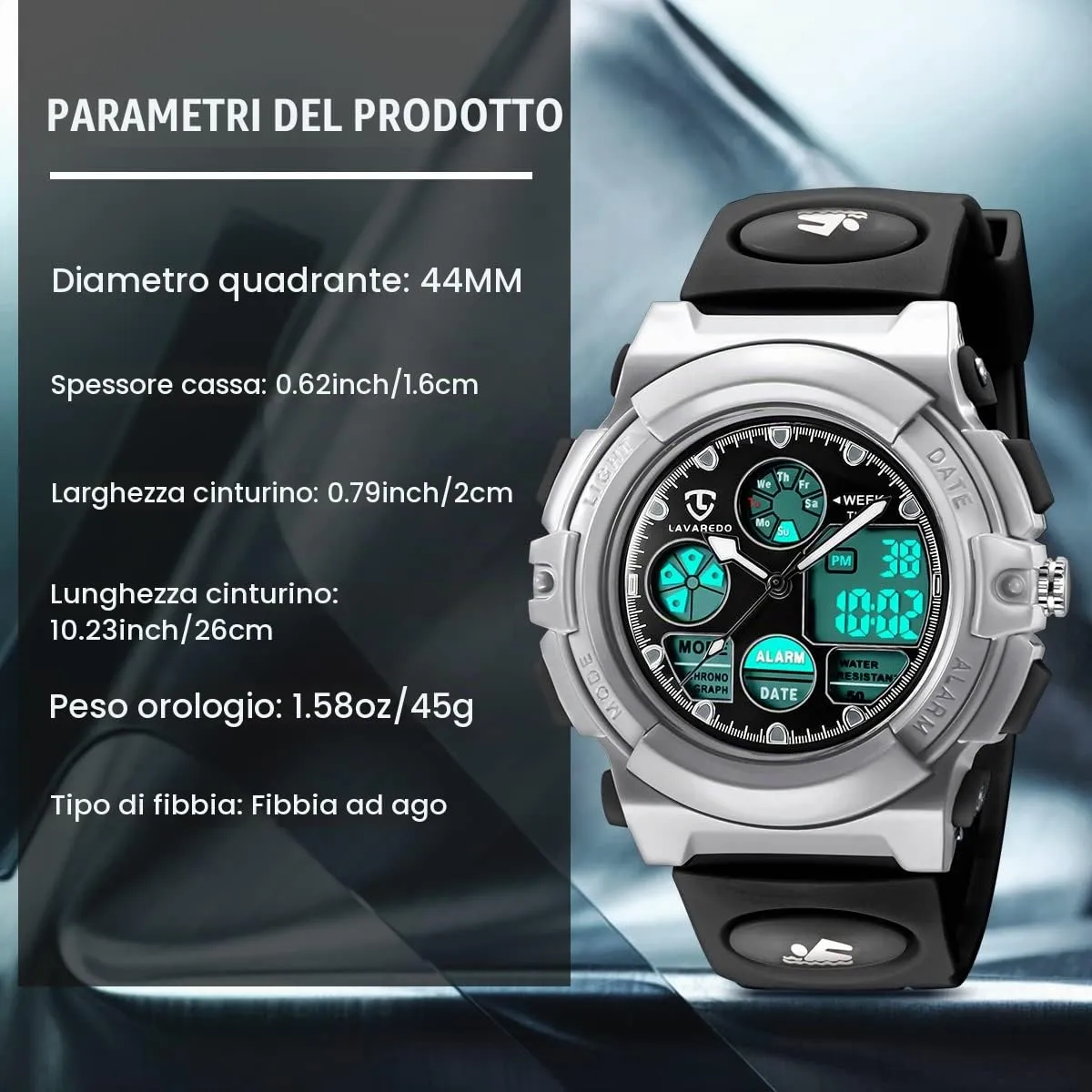 aswan watch Orologio Digitale Multifunzione Bambini Impermeabile Luce LED L6601 - immagine 7