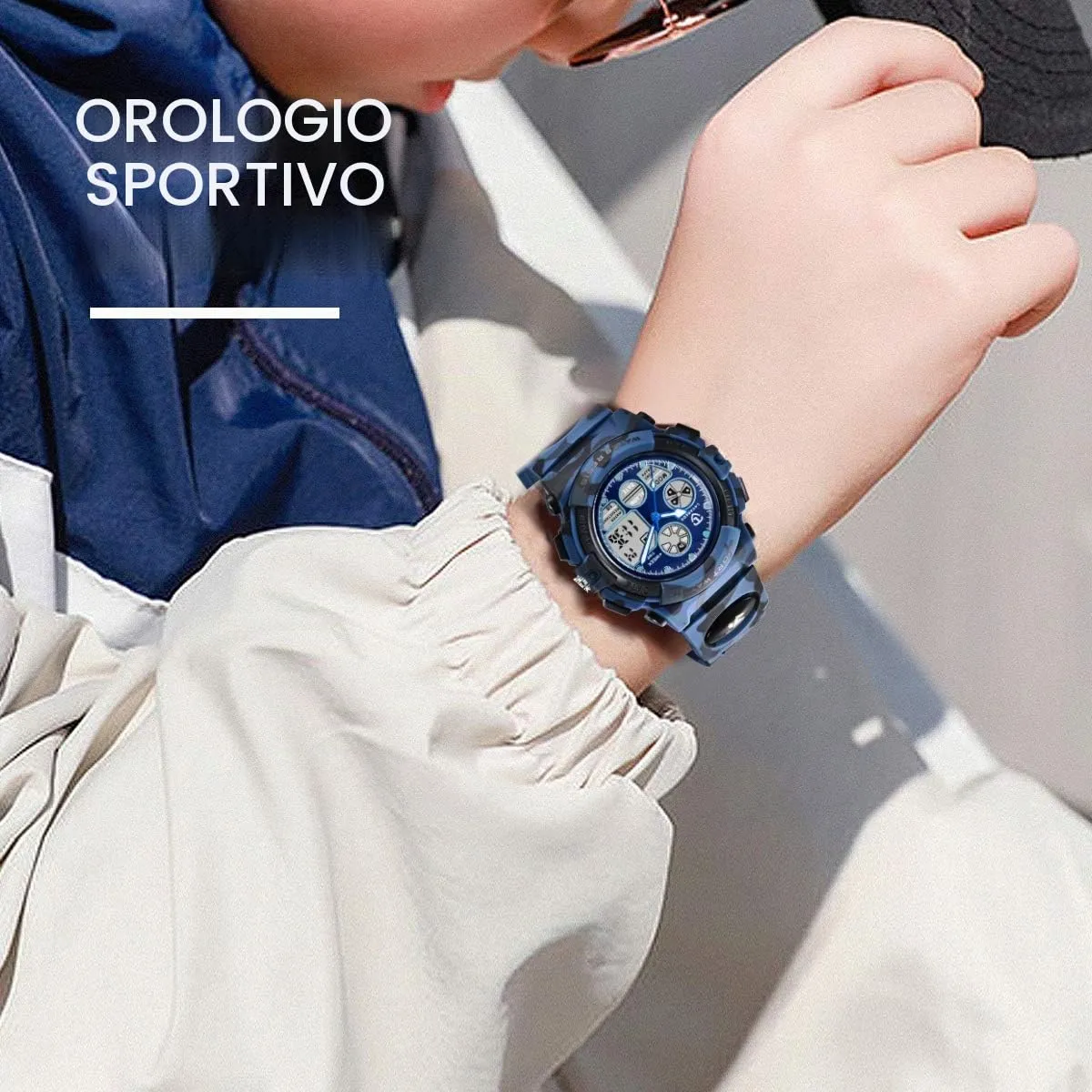 aswan watch Orologio Digitale Multifunzione per Bambini Impermeabile con Luce LED L6601-ArmyDarkBlue - immagine 6