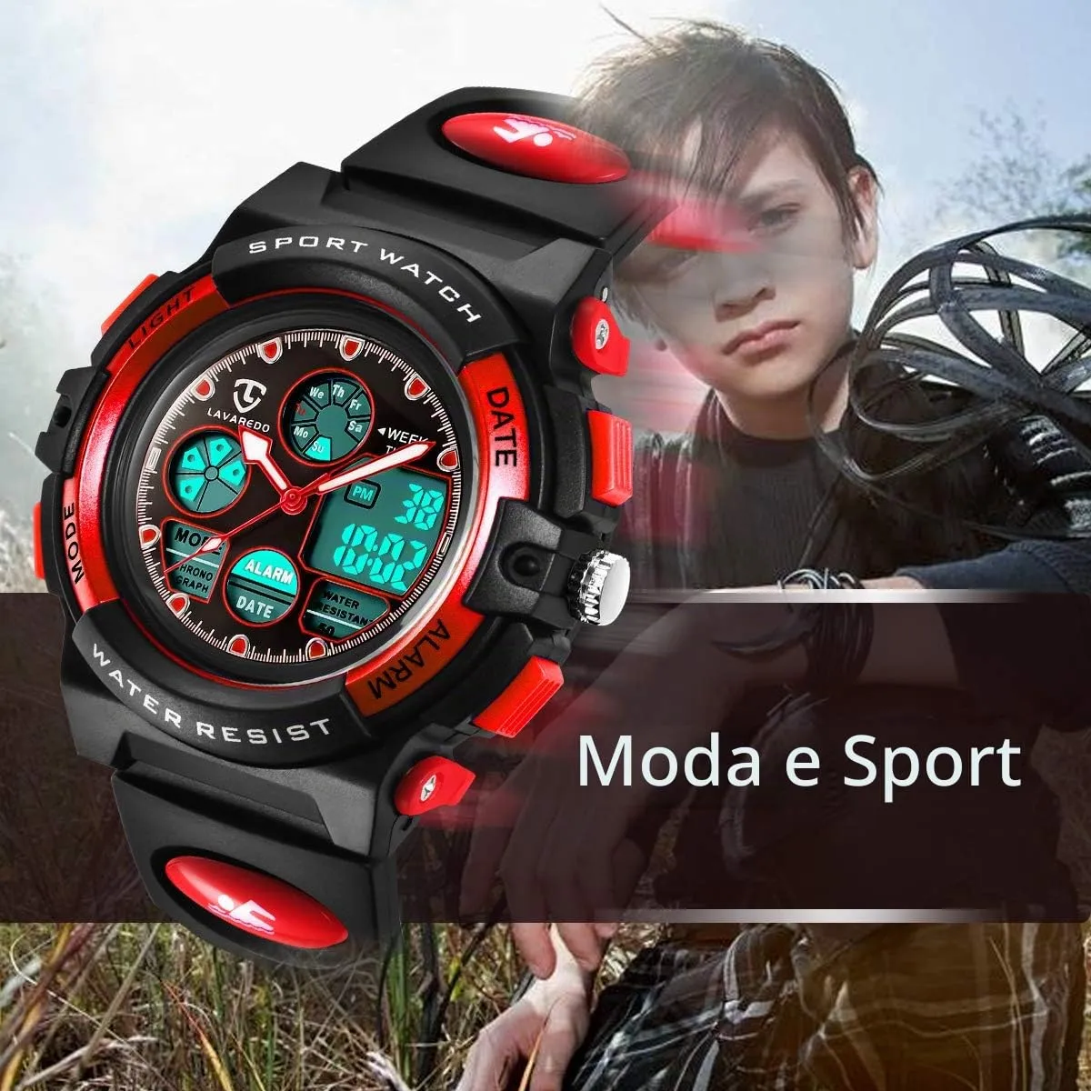 aswan watch Orologio Digitale Multifunzione per Bambini Impermeabile con Luce LED SKM1163 - immagine 2