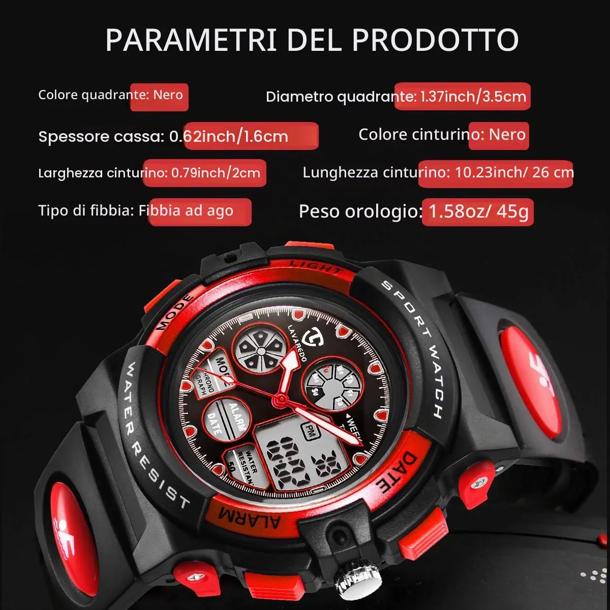 aswan watch Orologio Digitale Multifunzione per Bambini Impermeabile con Luce LED SKM1163 - immagine 7