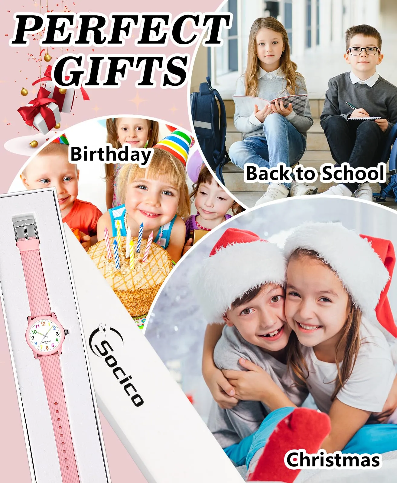 SOCICO Orologio Analogico per Bambini 4-12 Anni, 50m Impermeabile, SOCI-6088 - immagine 6