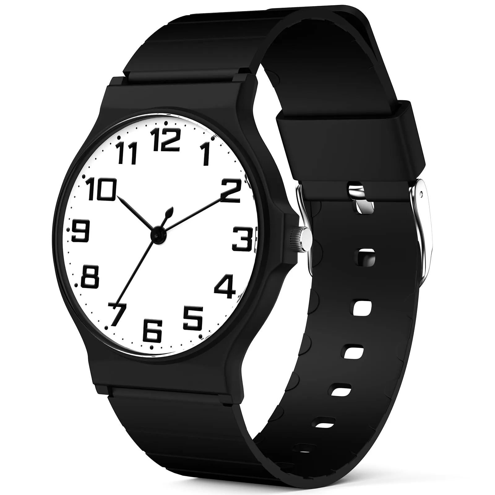 SOCICO Orologio Analogico Sportivo per Bambini 5-15 Anni, Resistente all'Acqua 30m, Bianco e Nero - immagine 8