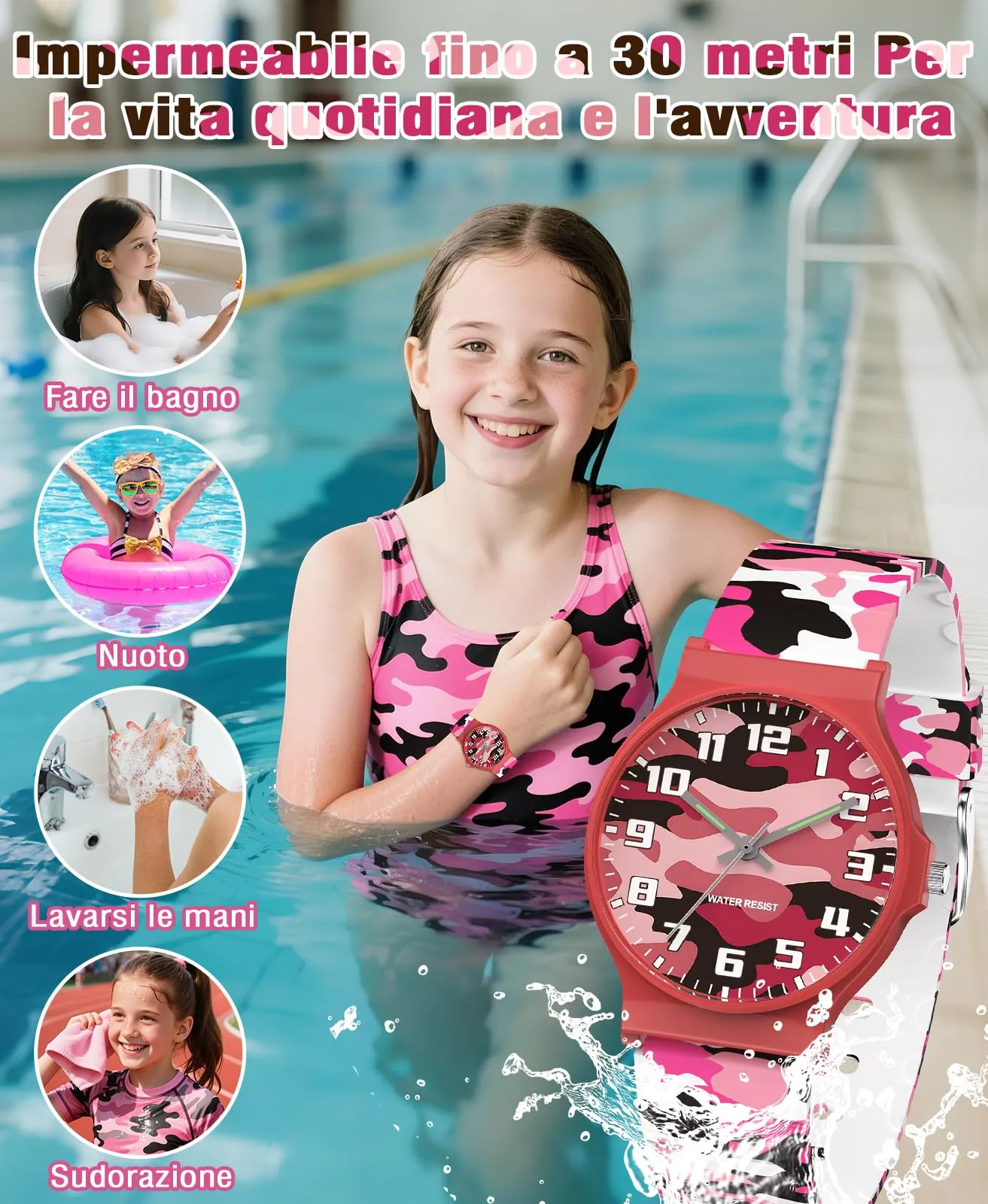SOCICO Orologio Analogico Sportivo Impermeabile 30m per Bambini 5-15 Anni, SOC-1010L - immagine 2
