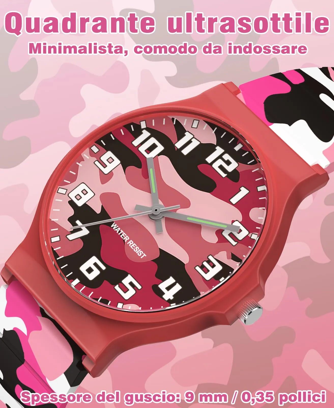 SOCICO Orologio Analogico Sportivo Impermeabile 30m per Bambini 5-15 Anni, SOC-1010L - immagine 3