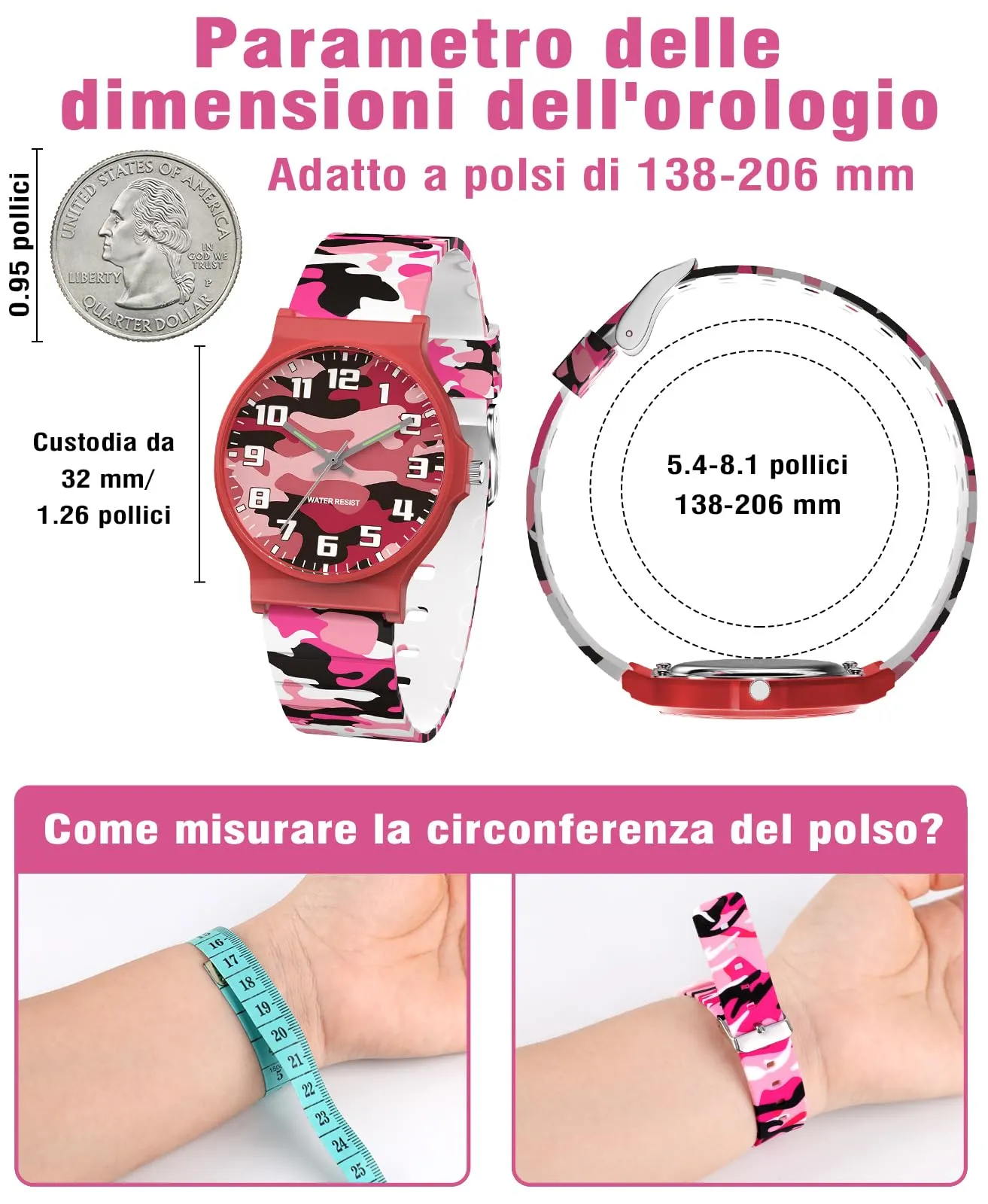 SOCICO Orologio Analogico Sportivo Impermeabile 30m per Bambini 5-15 Anni, SOC-1010L - immagine 5