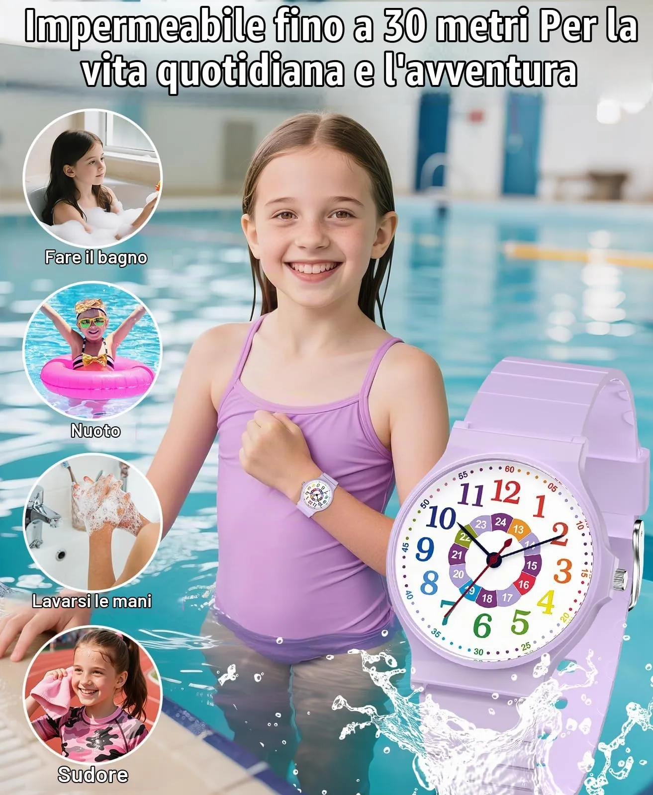 SOCICO Orologio Analogico Sportivo Impermeabile 30m per Bambini 5-15 Anni, SOC-1010L - immagine 2