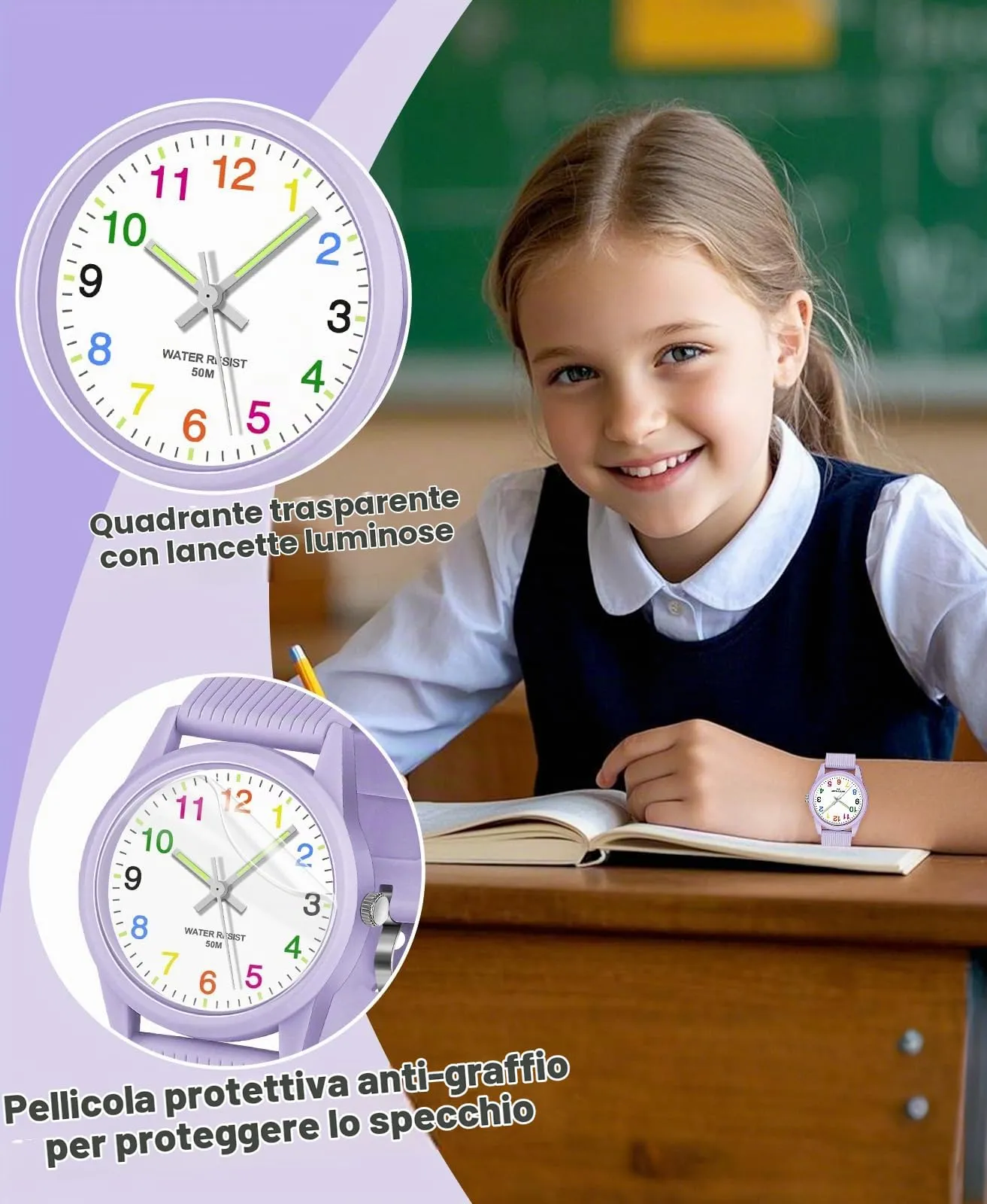 SOCICO Orologio Analogico per Bambini 4-12 Anni, Impermeabile 50m, SOCI-6088 - immagine 5