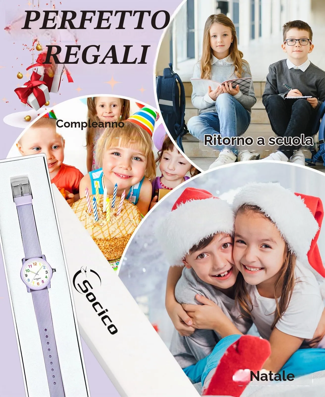 SOCICO Orologio Analogico per Bambini 4-12 Anni, Impermeabile 50m, SOCI-6088 - immagine 6