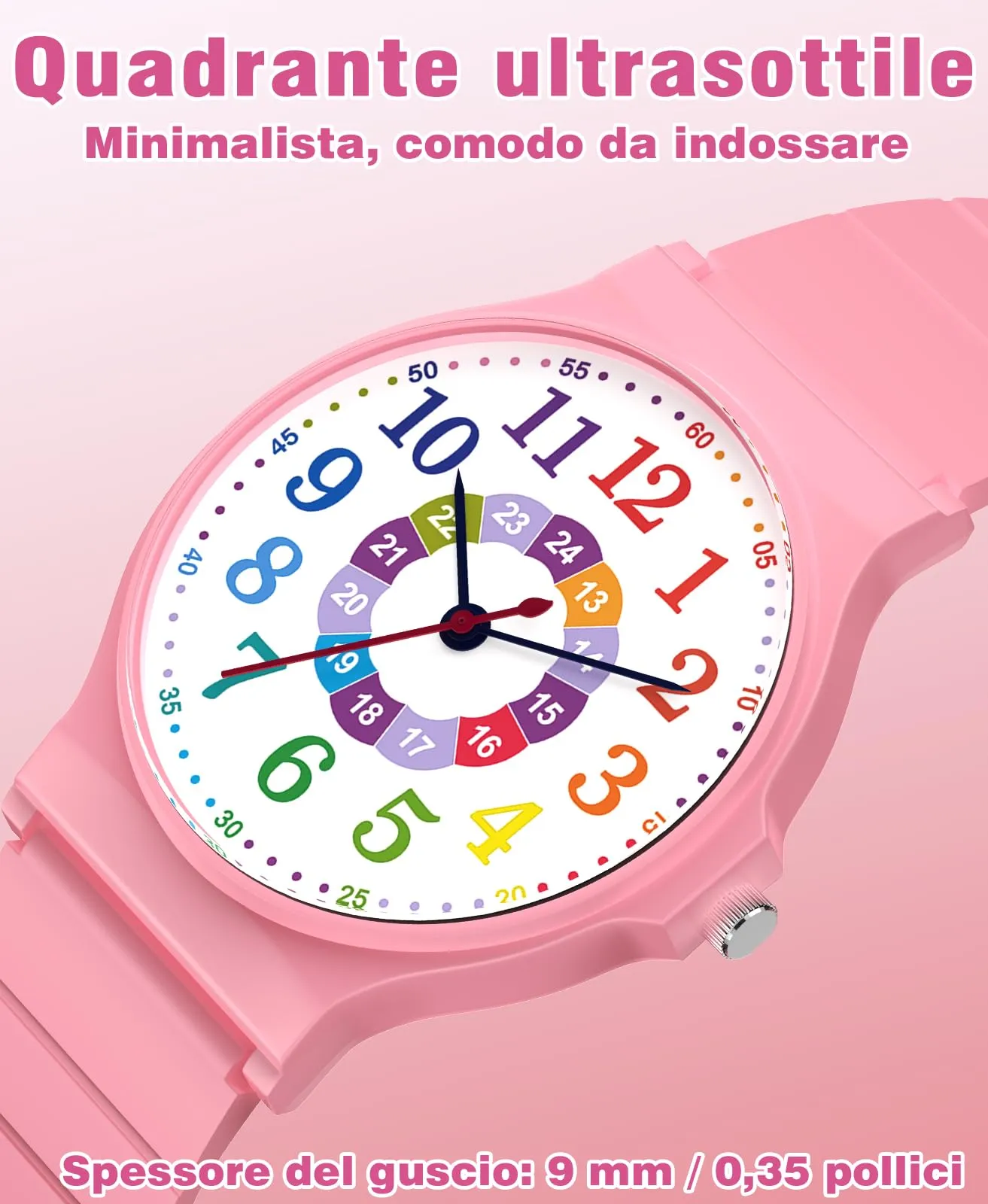 SOCICO Orologio Analogico Sportivo Impermeabile 30m per Bambini 5-15 Anni SOC-1010L Mimetizzazione Rosa Colorato - immagine 2