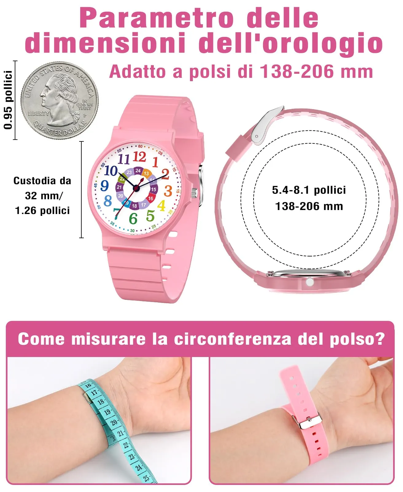 SOCICO Orologio Analogico Sportivo Impermeabile 30m per Bambini 5-15 Anni SOC-1010L Mimetizzazione Rosa Colorato - immagine 4