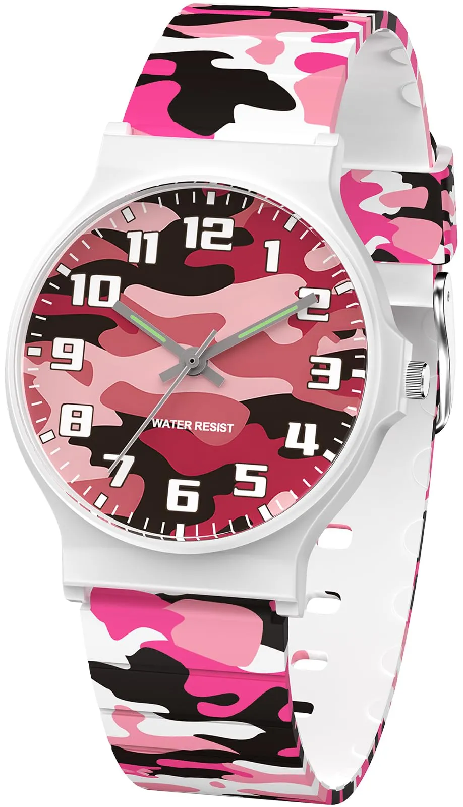 SOCICO Orologio Analogico Sportivo Impermeabile 30m per Bambini 5-15 Anni, SOC-1010L, Bianco Mimetico - immagine 1
